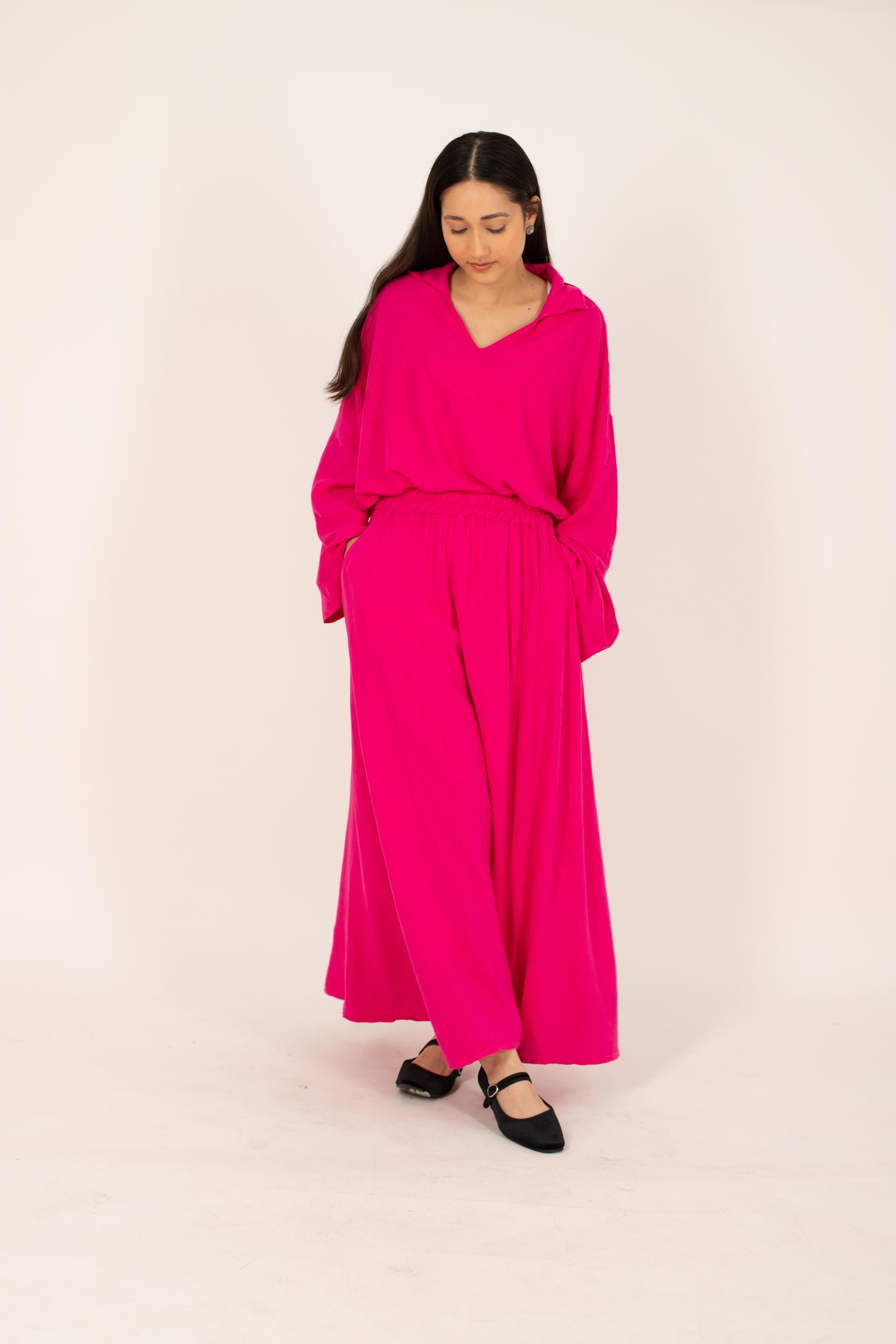 Jupe linen fushia