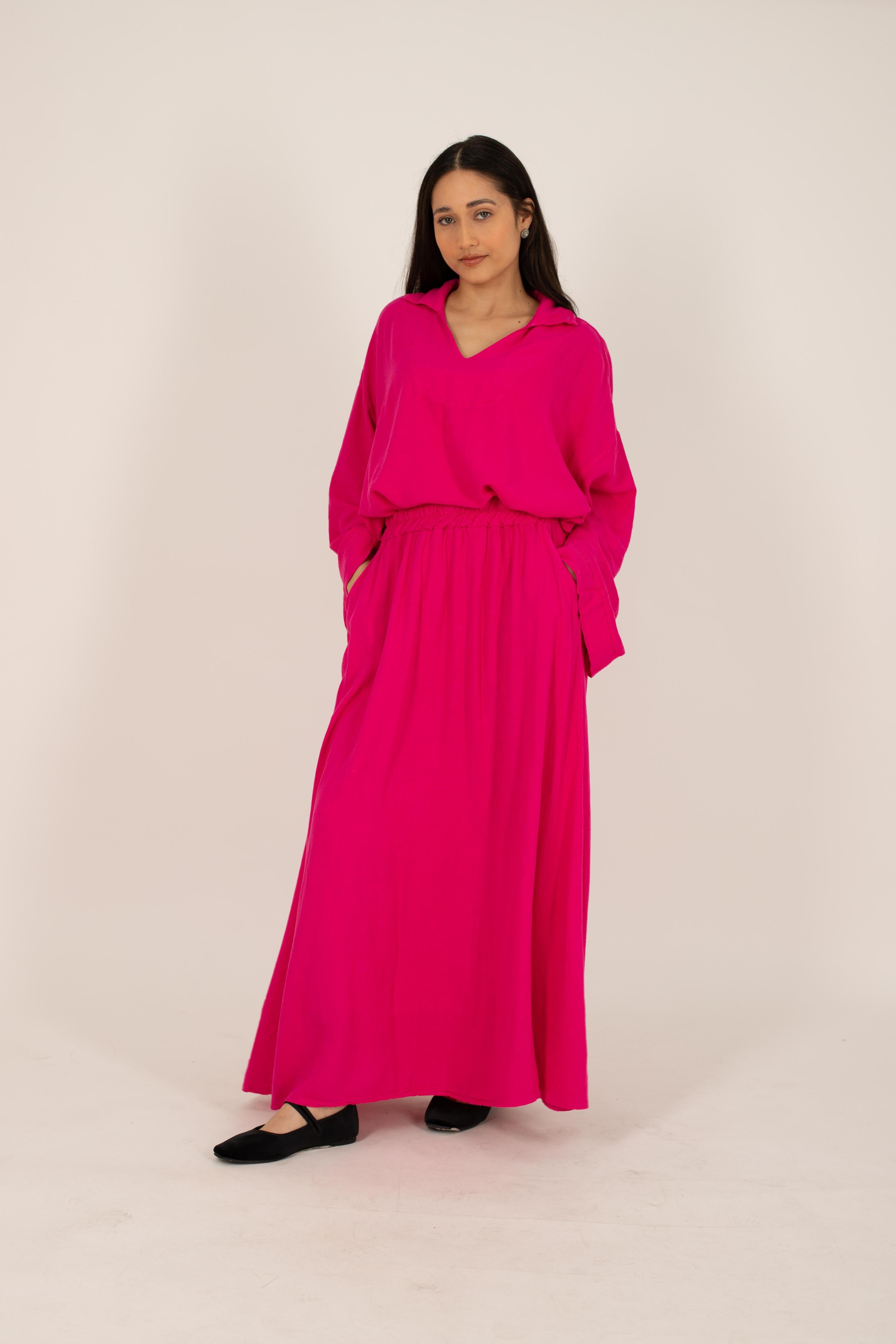 Jupe linen fushia