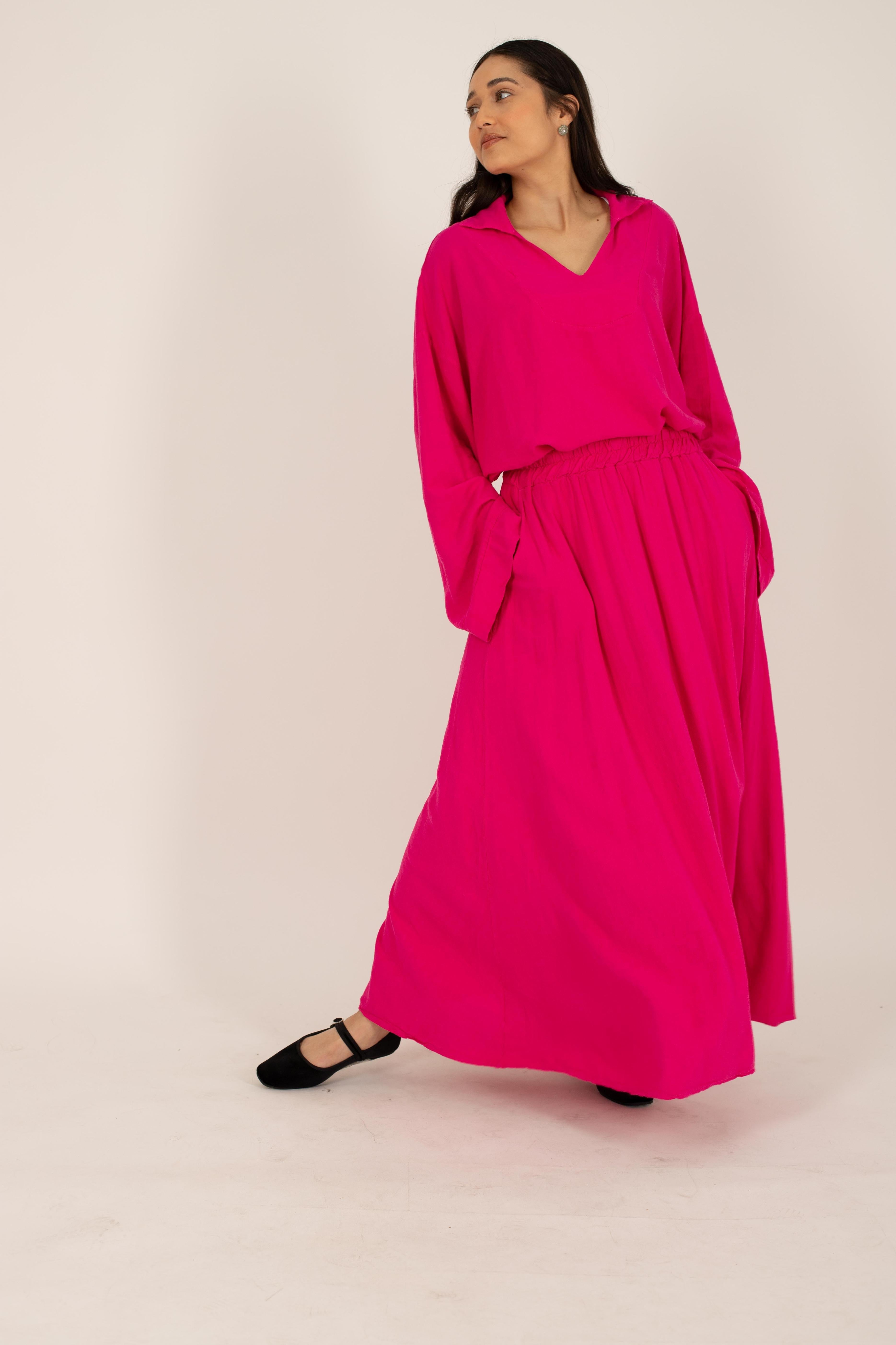 Jupe linen fushia