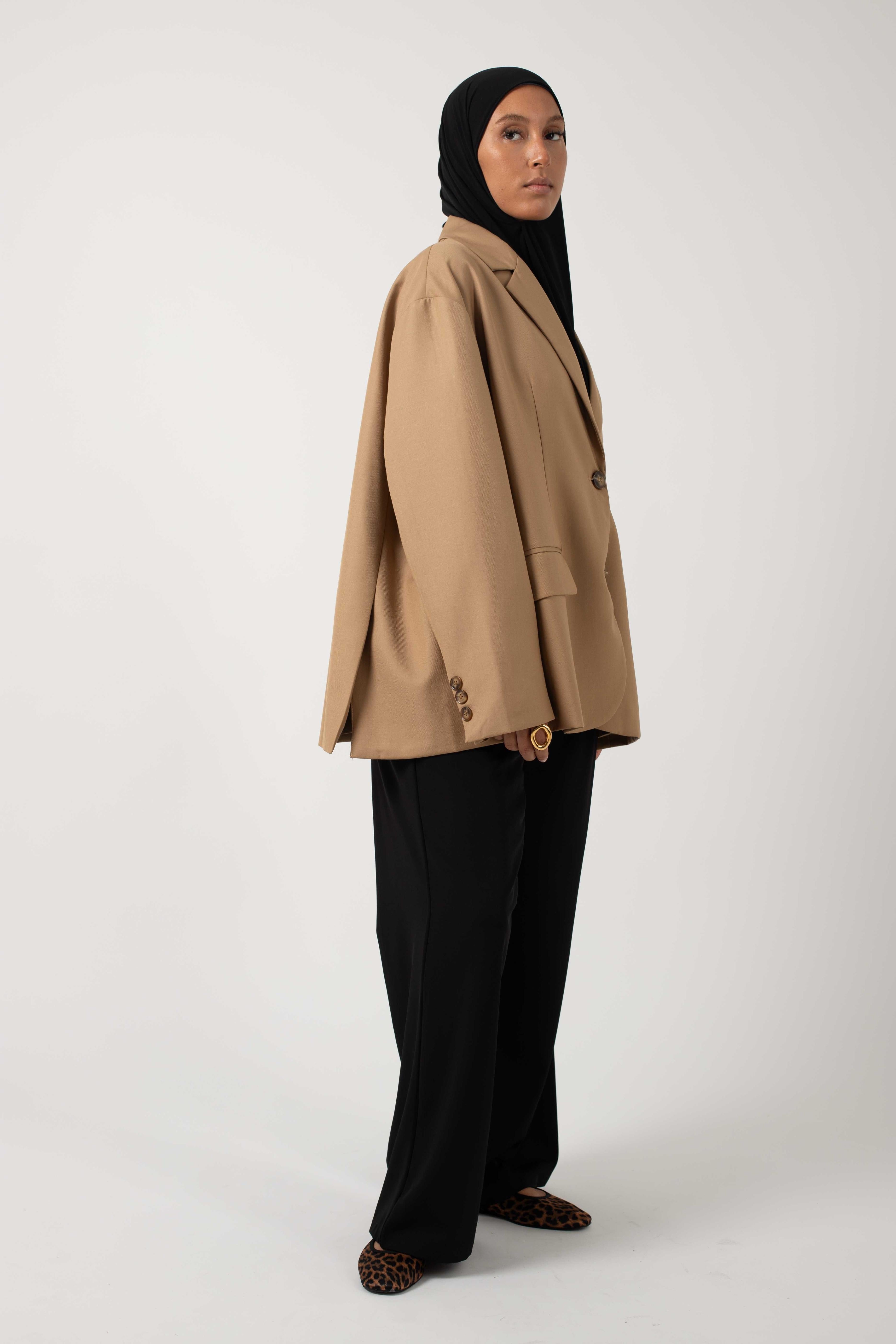 The oversized camel blazer