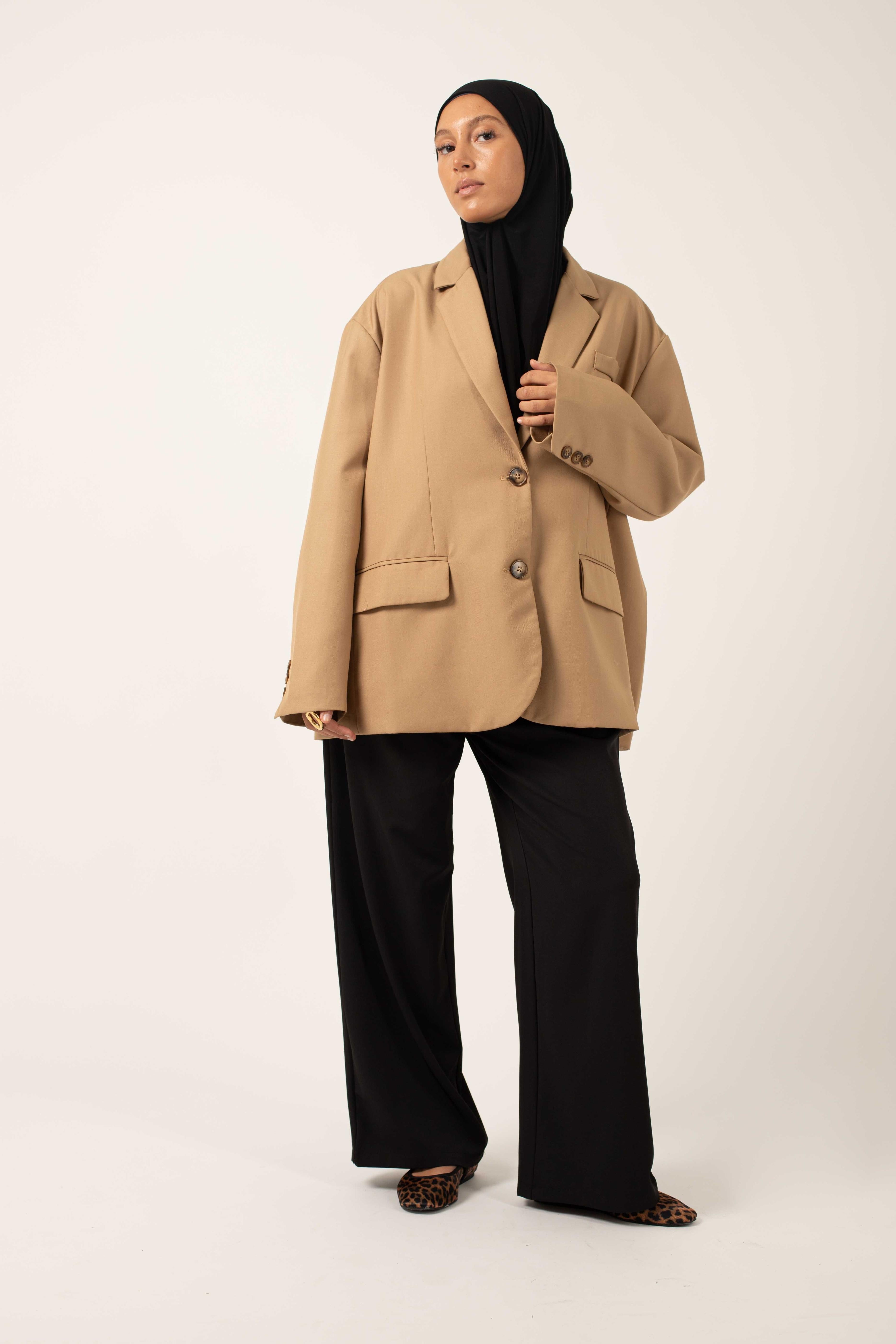 The oversized camel blazer