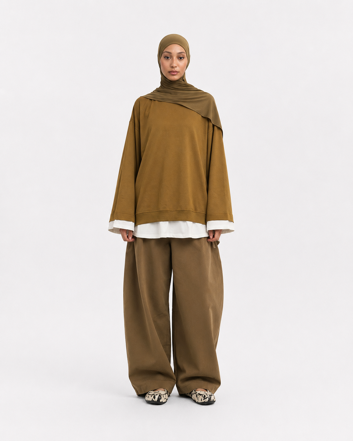 Sweat bi-matière anis