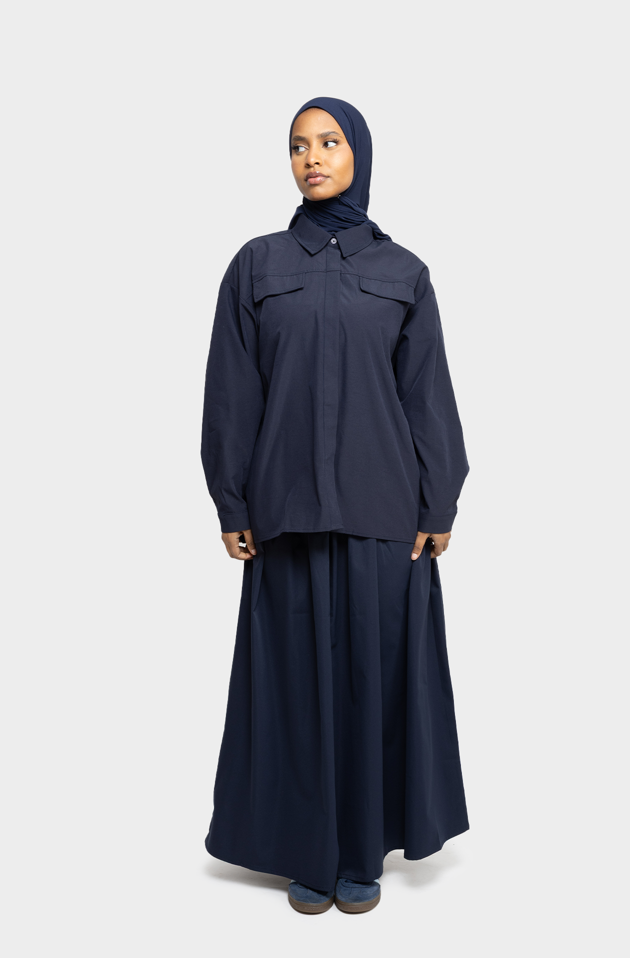 Chemise flap bleu marine