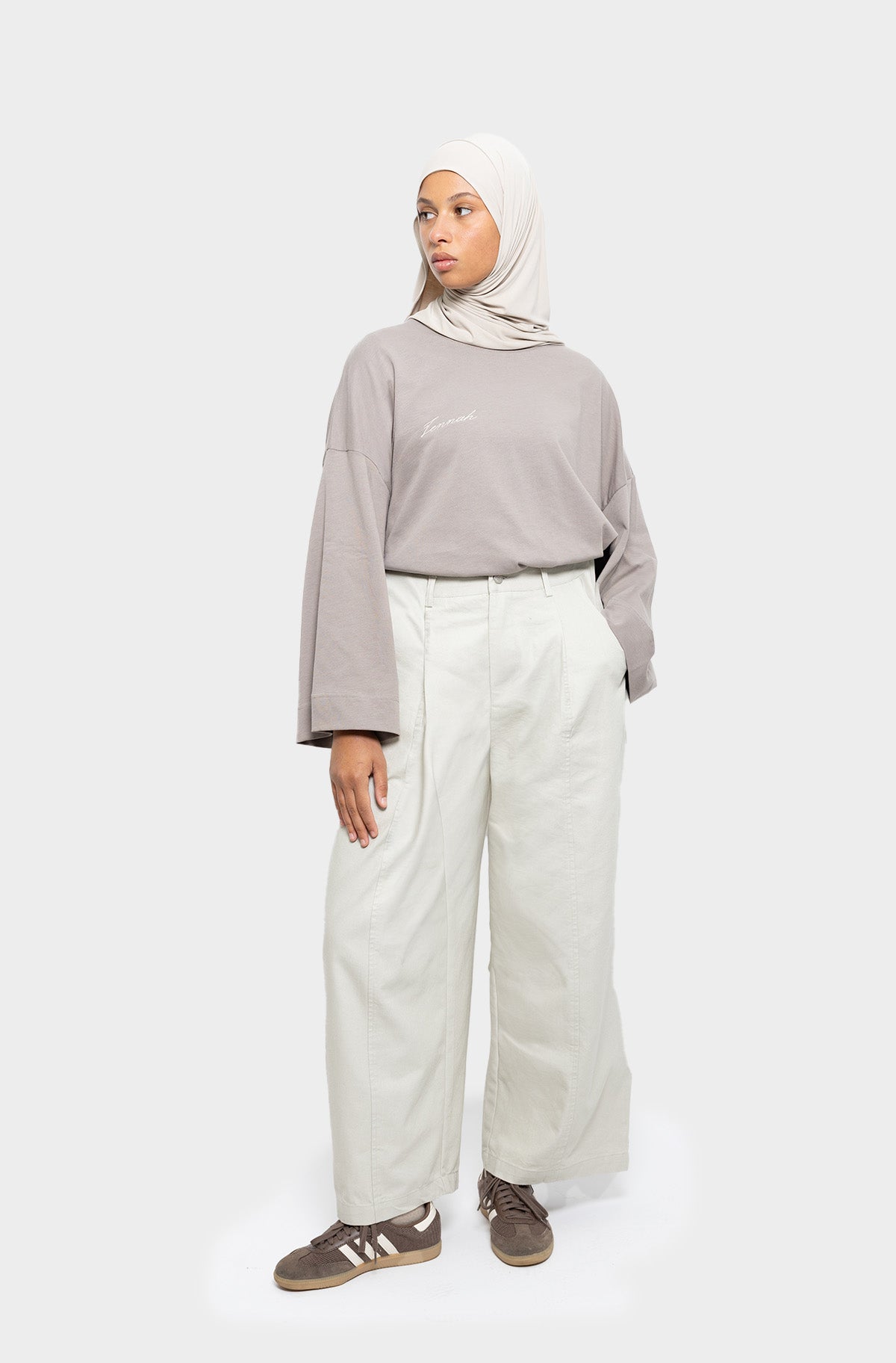Pantalon barrel beige