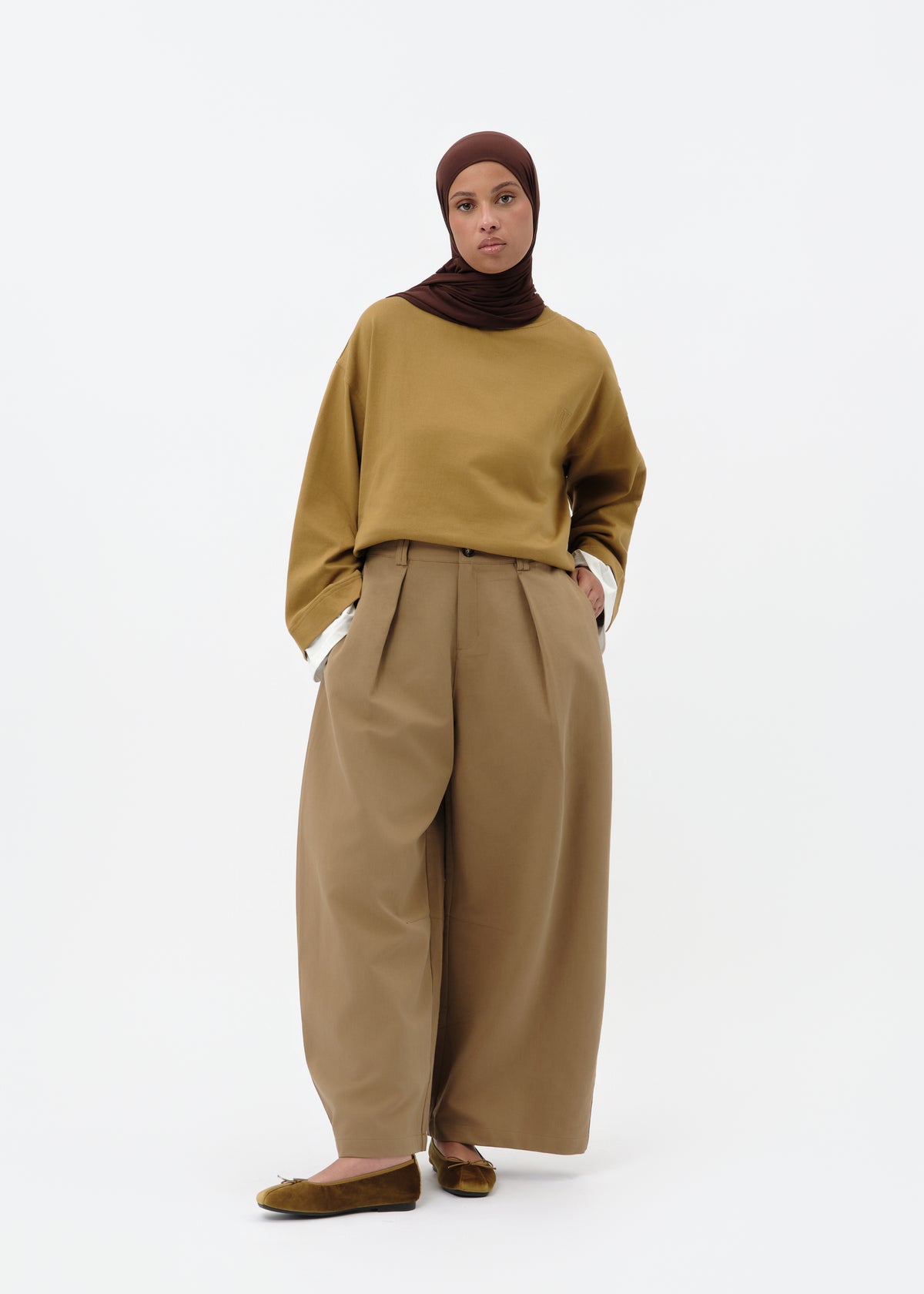 Pantalon barrel olive
