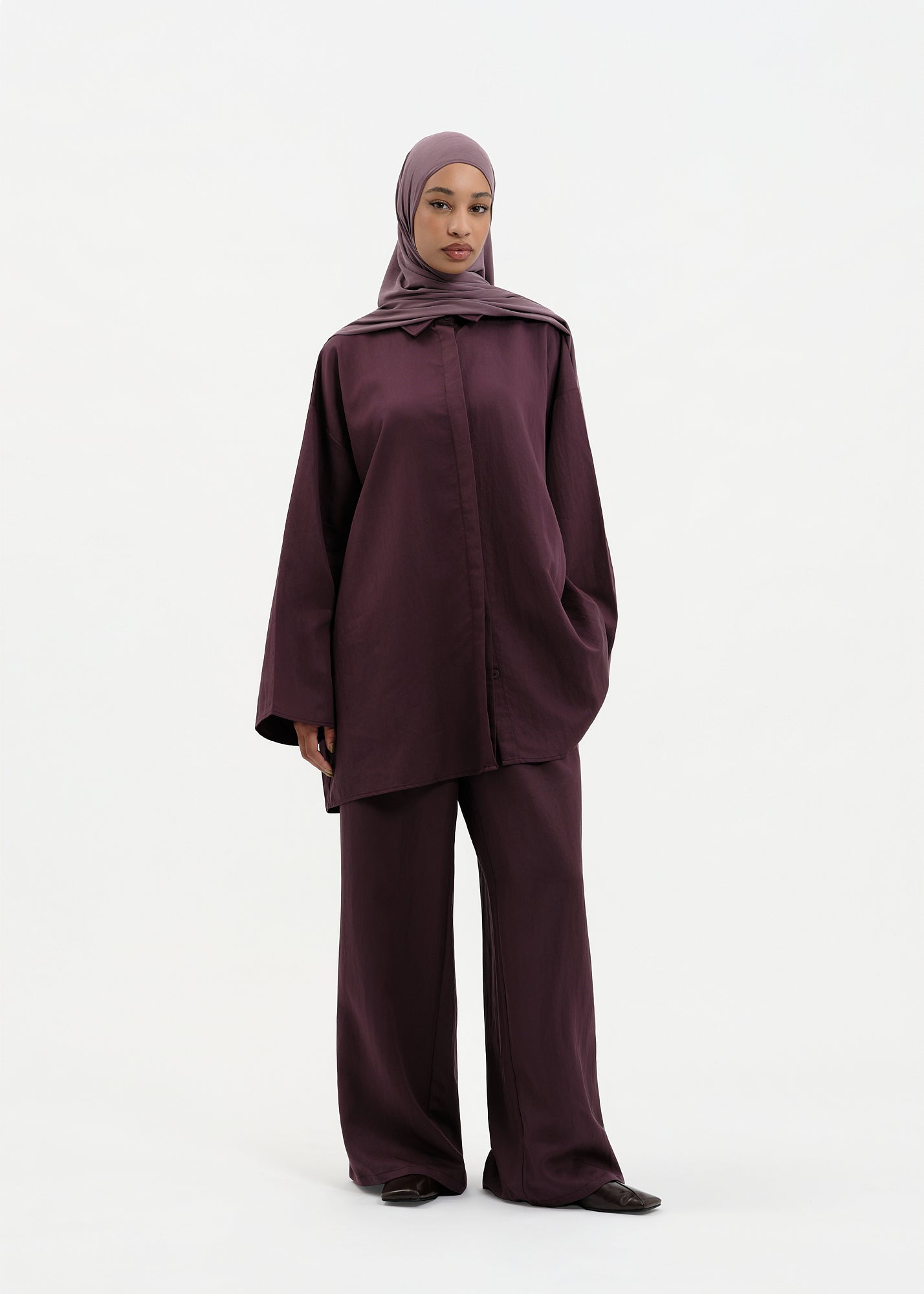 Chemise casual prune