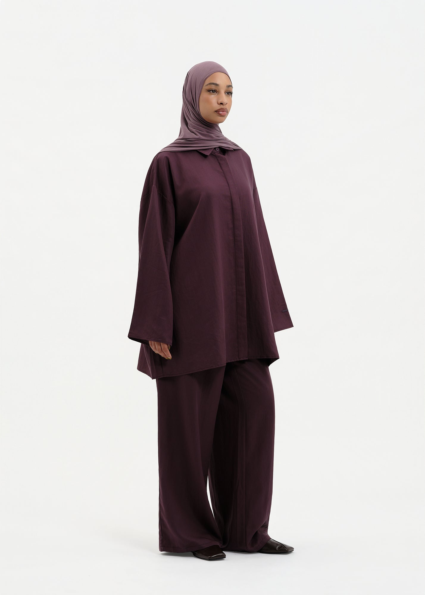 Chemise casual prune