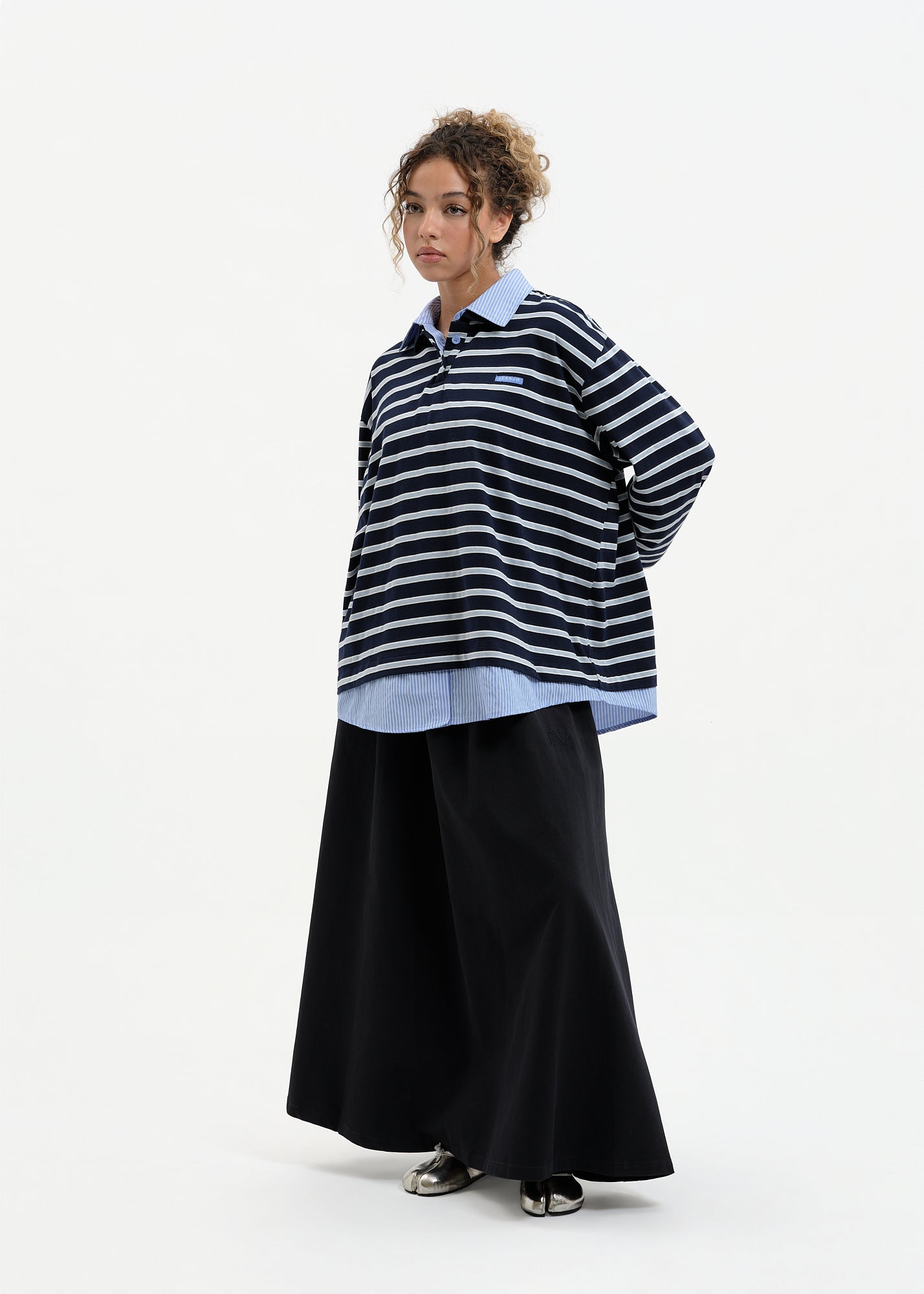 Navy blue stripe polo