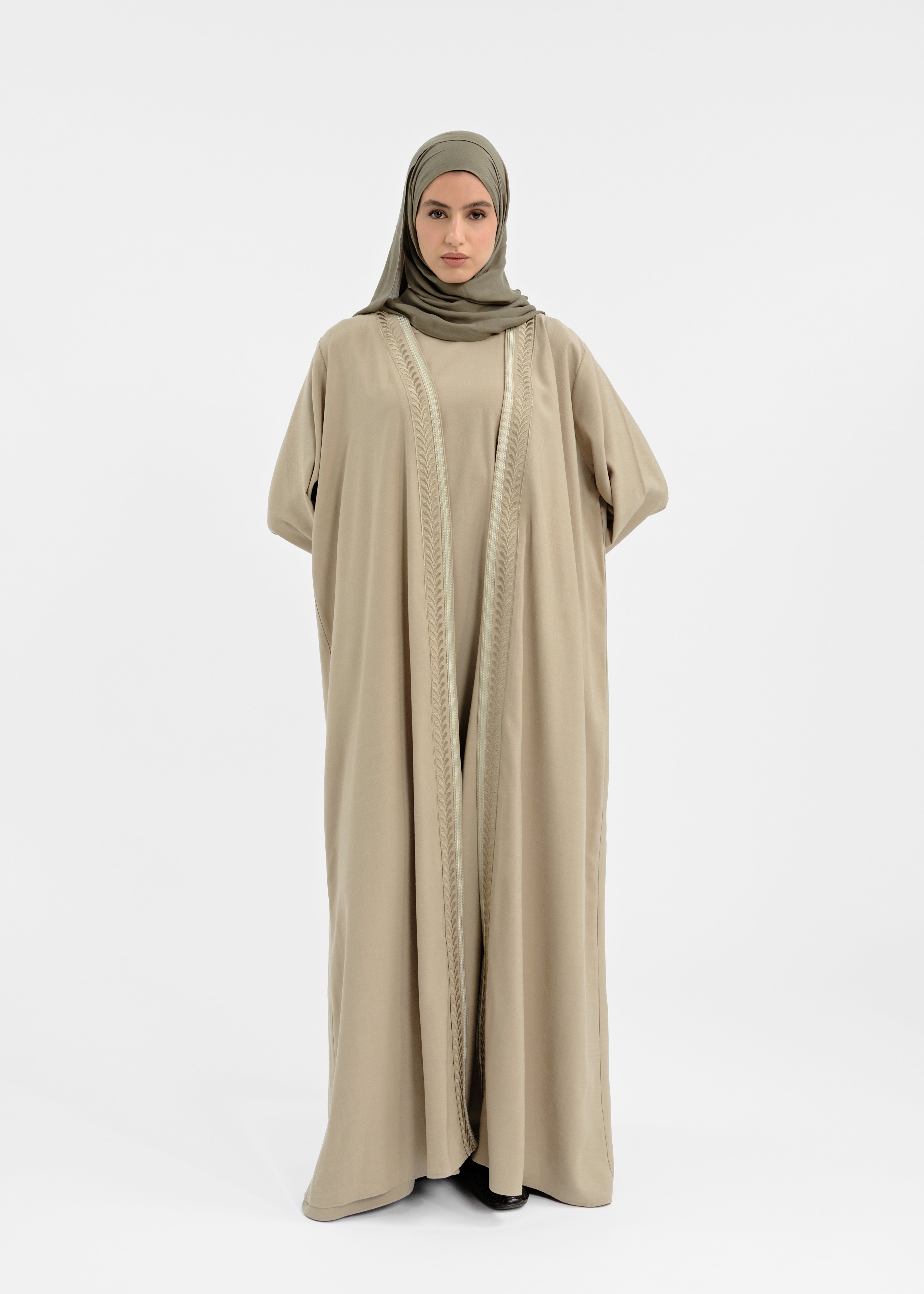 Abaya set safsaf khaki