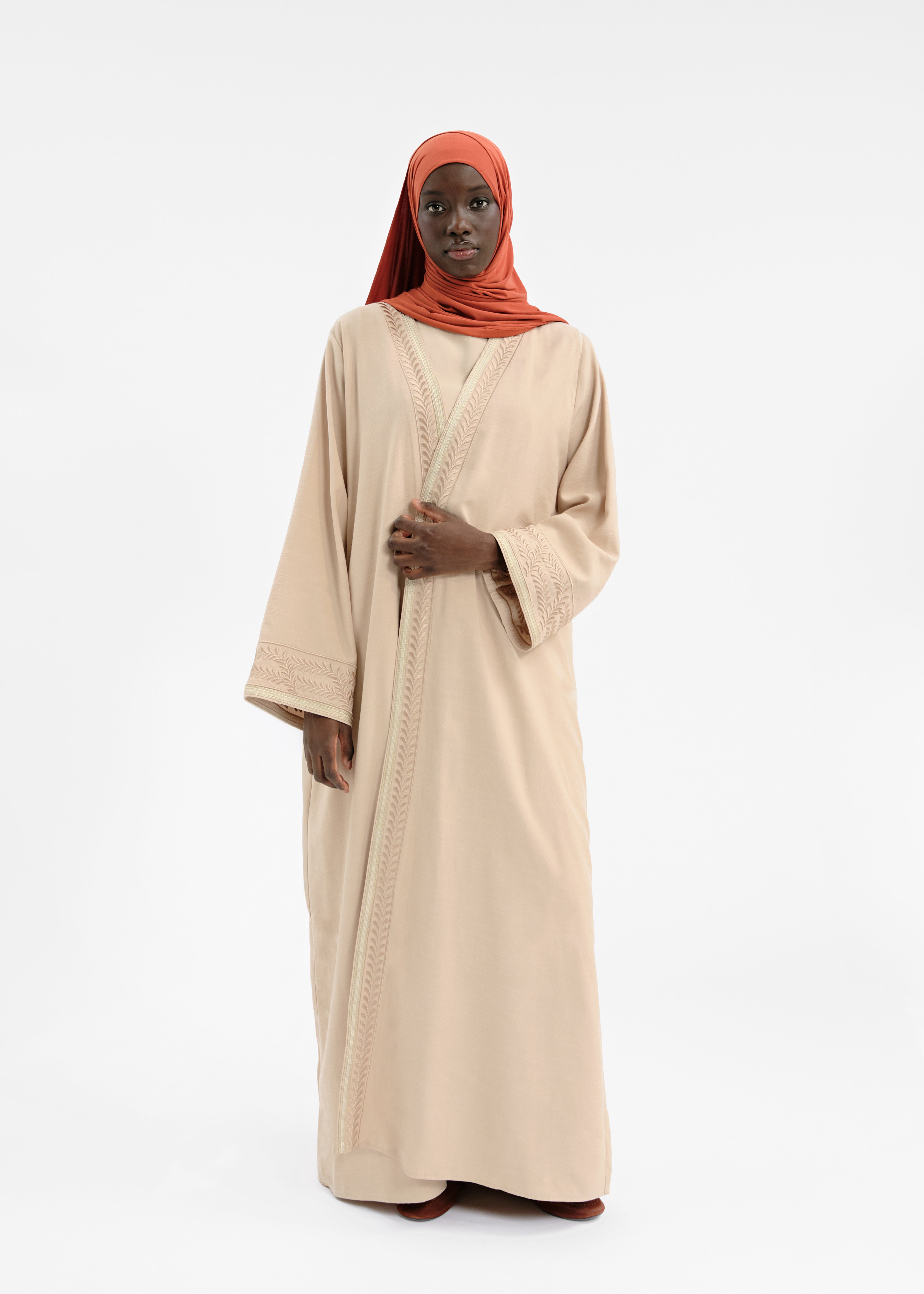 Abaya set safsaf beige