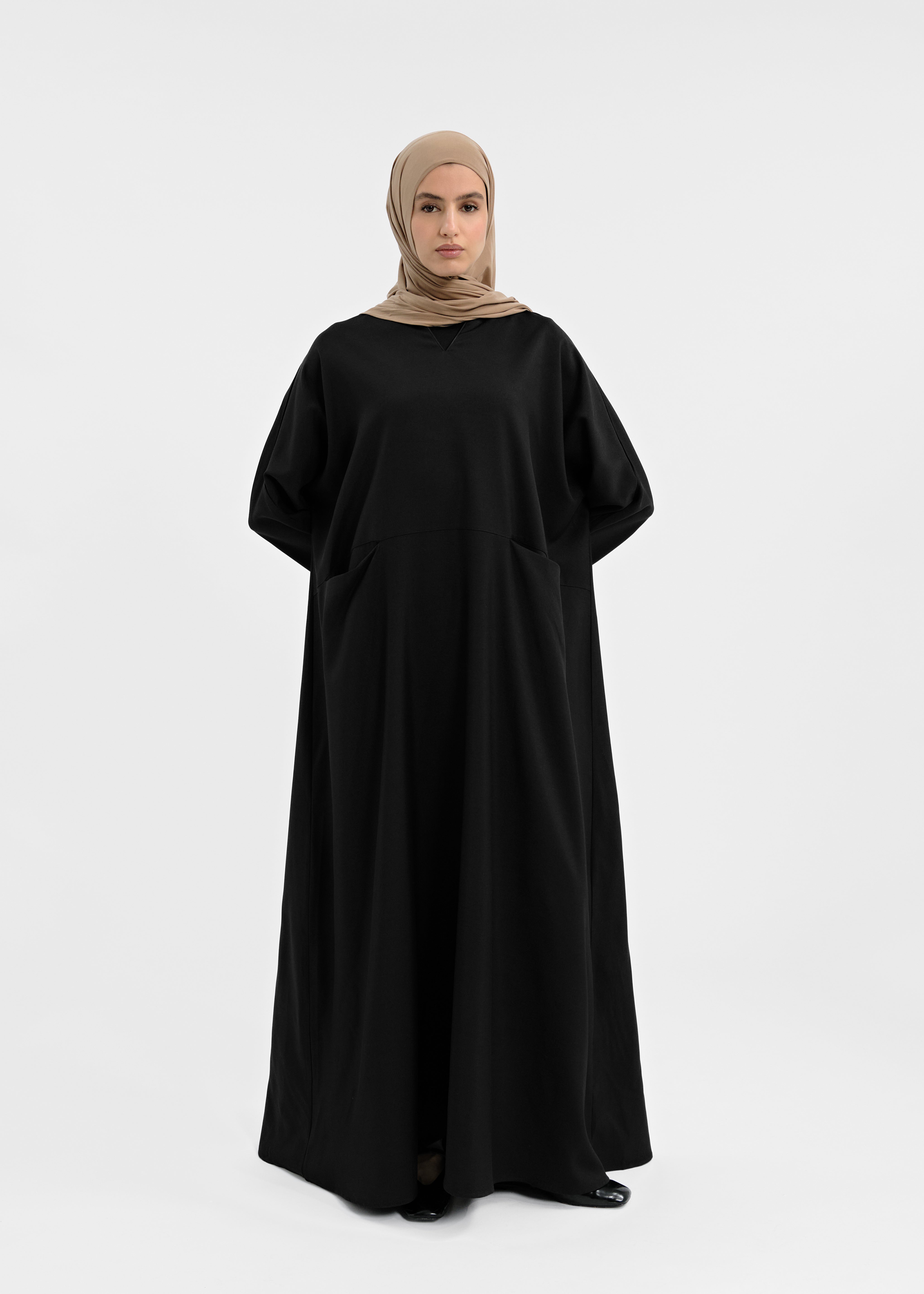 Abaya col v noir