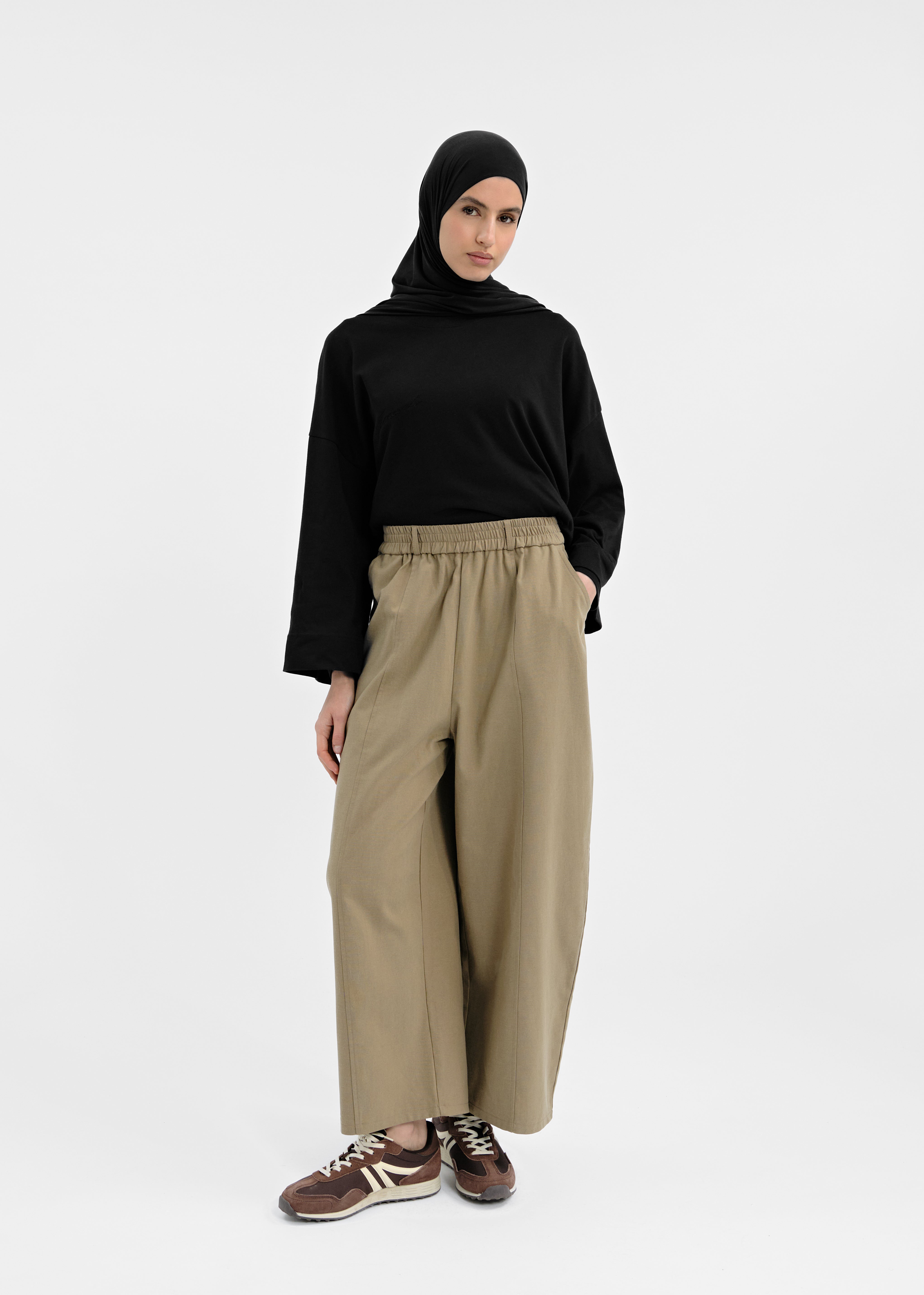 Pantalon barrel olive