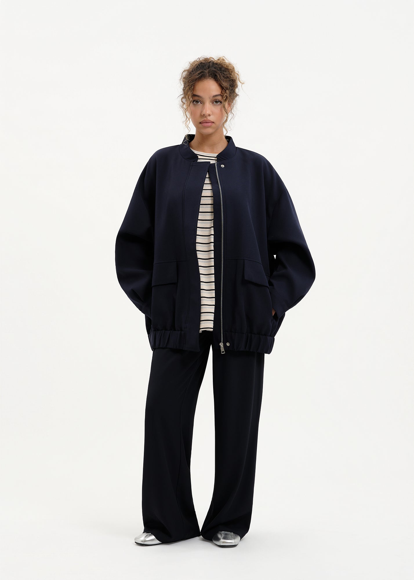 Bomber oversize bleu marine