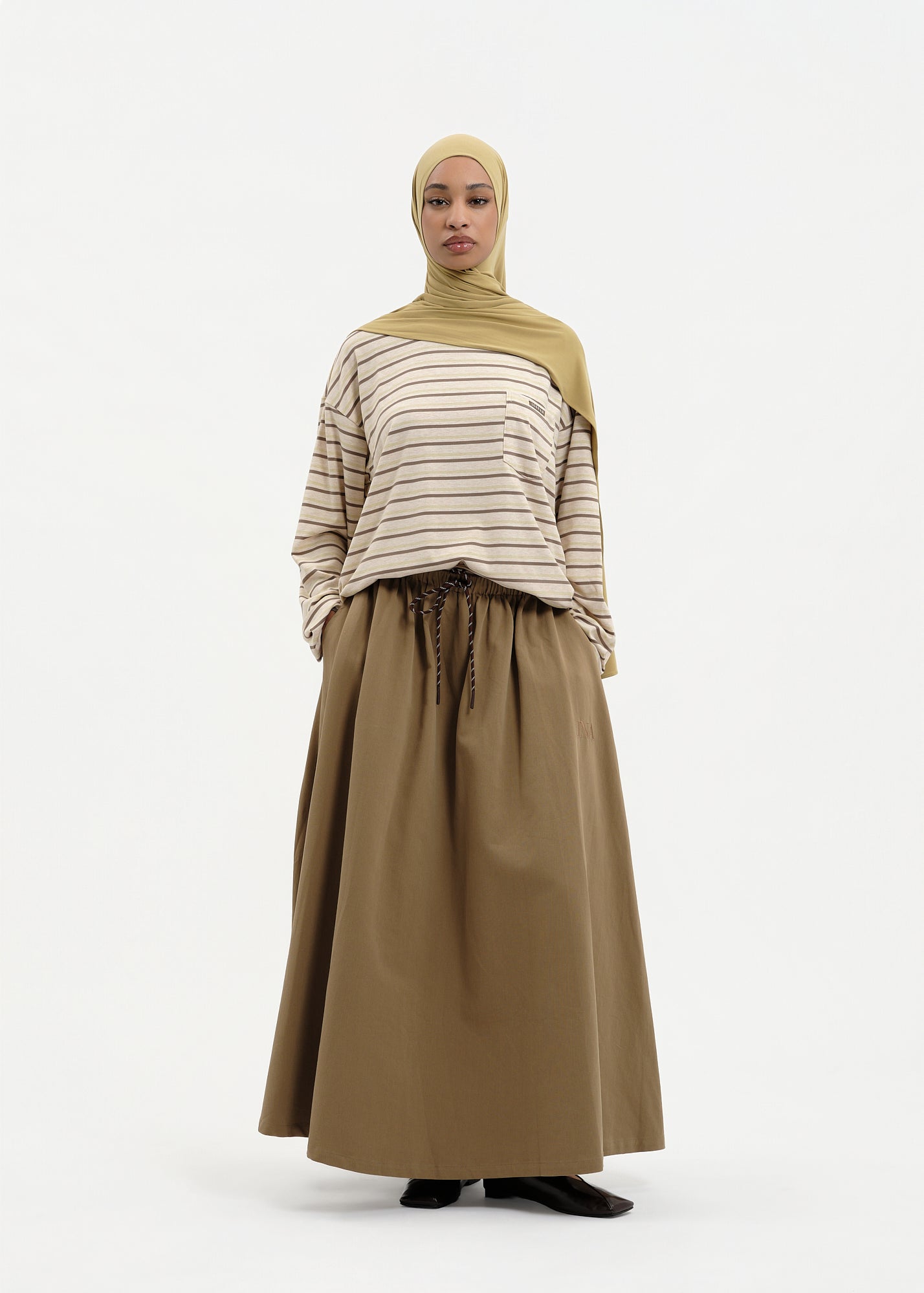 Oversized skirt coton olive