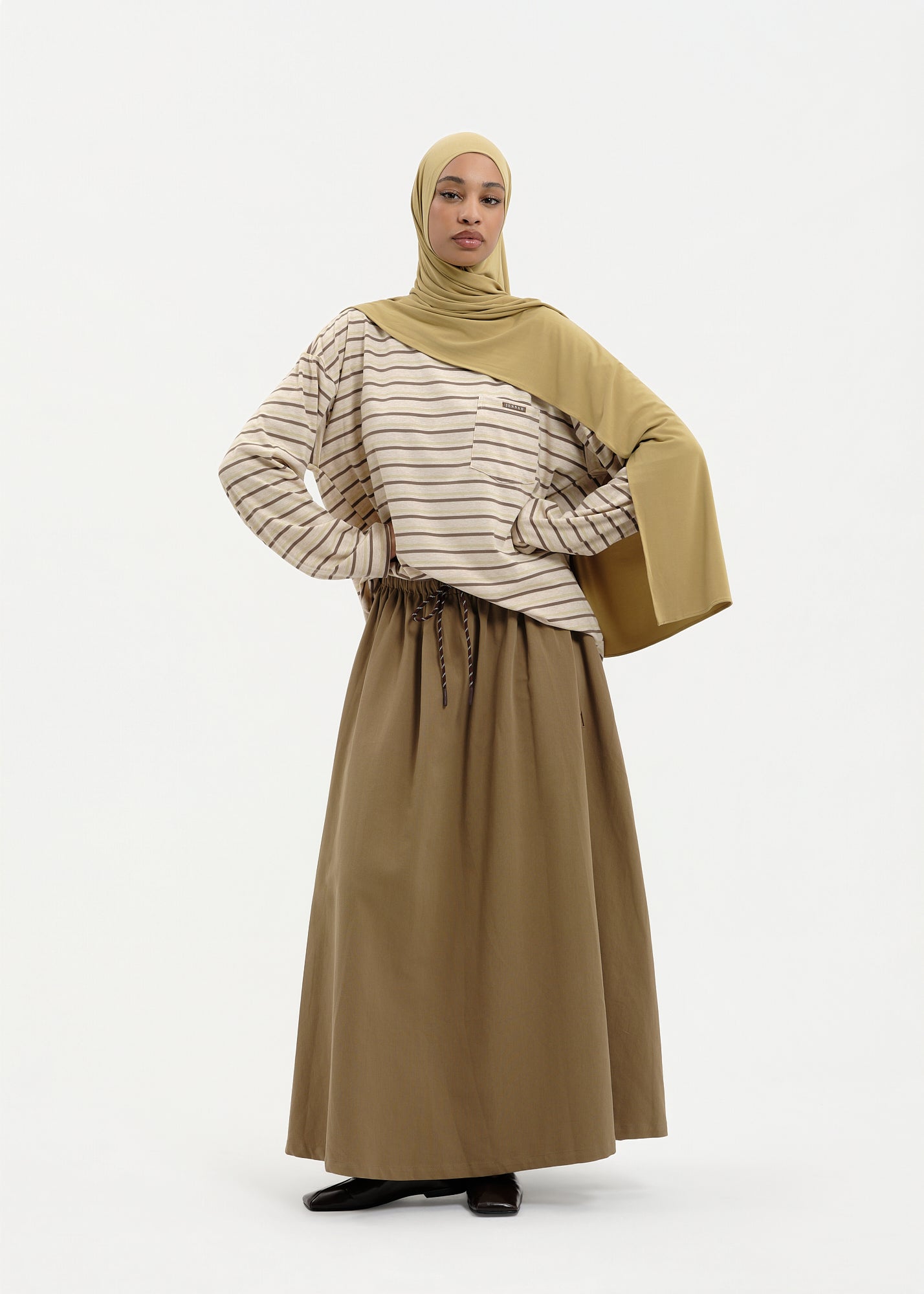 Oversized skirt coton olive