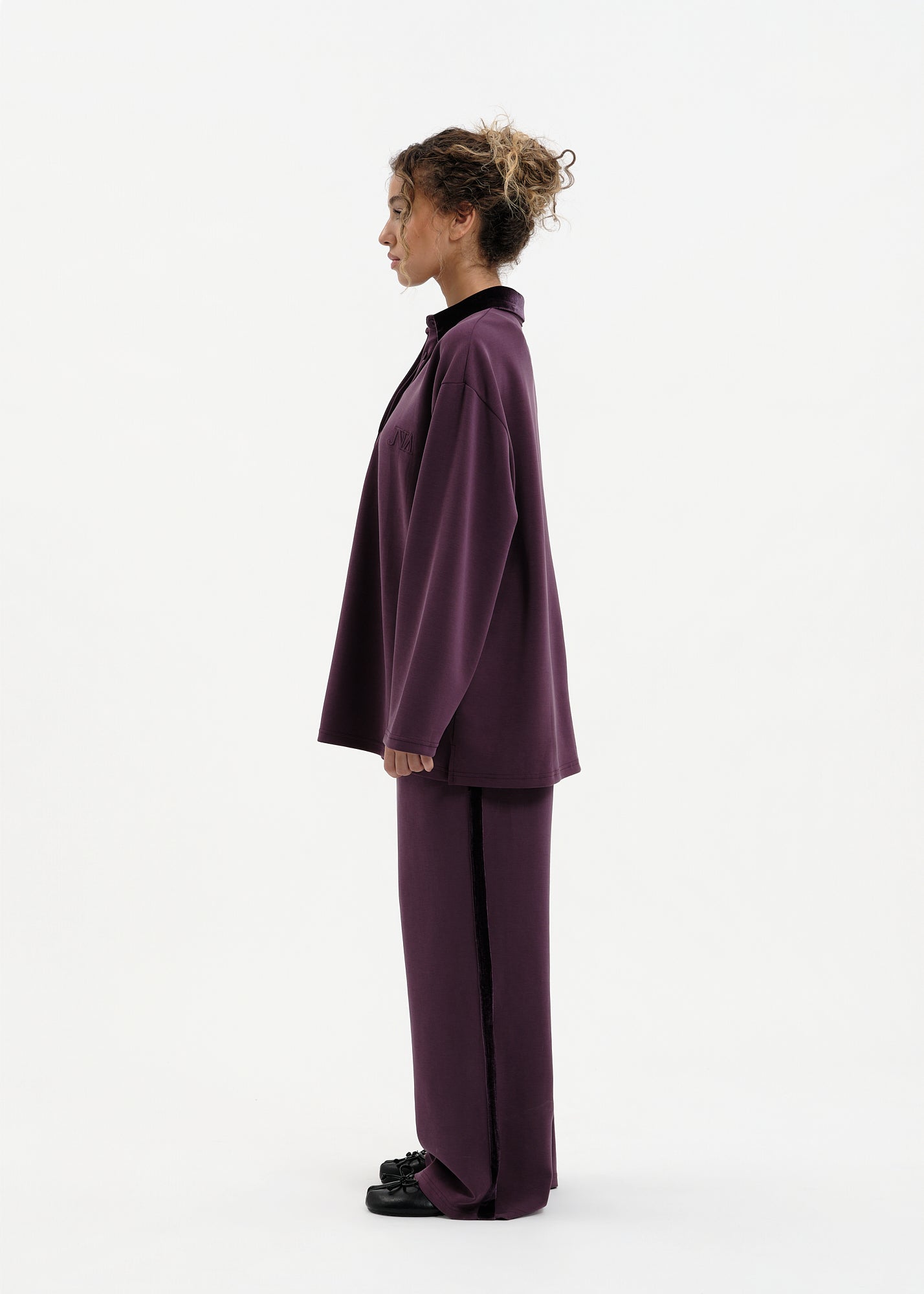 Ensemble polo velours prune