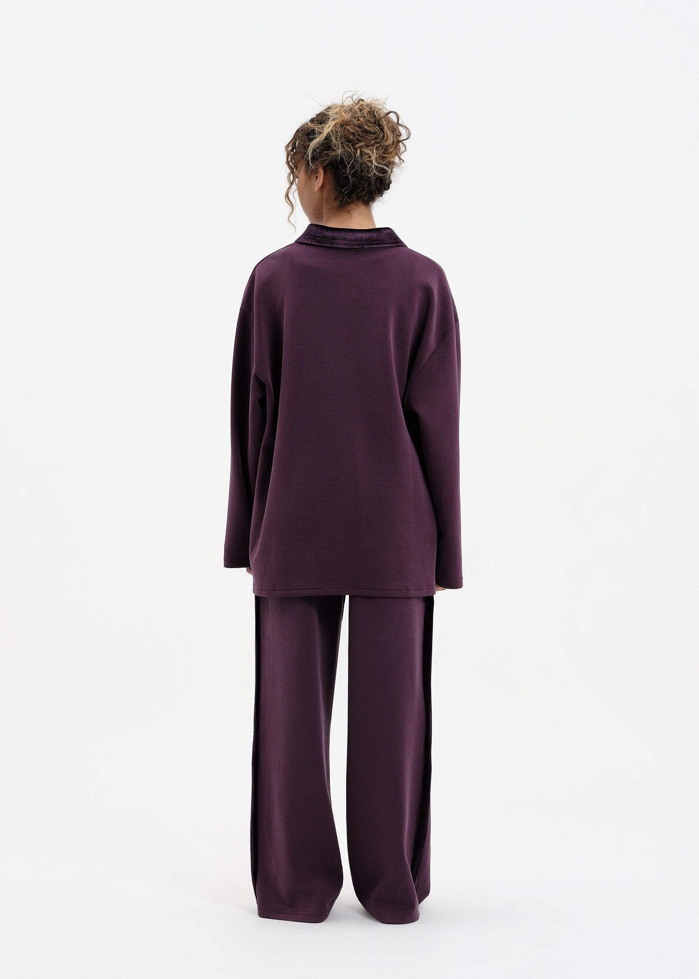 Ensemble polo velours prune