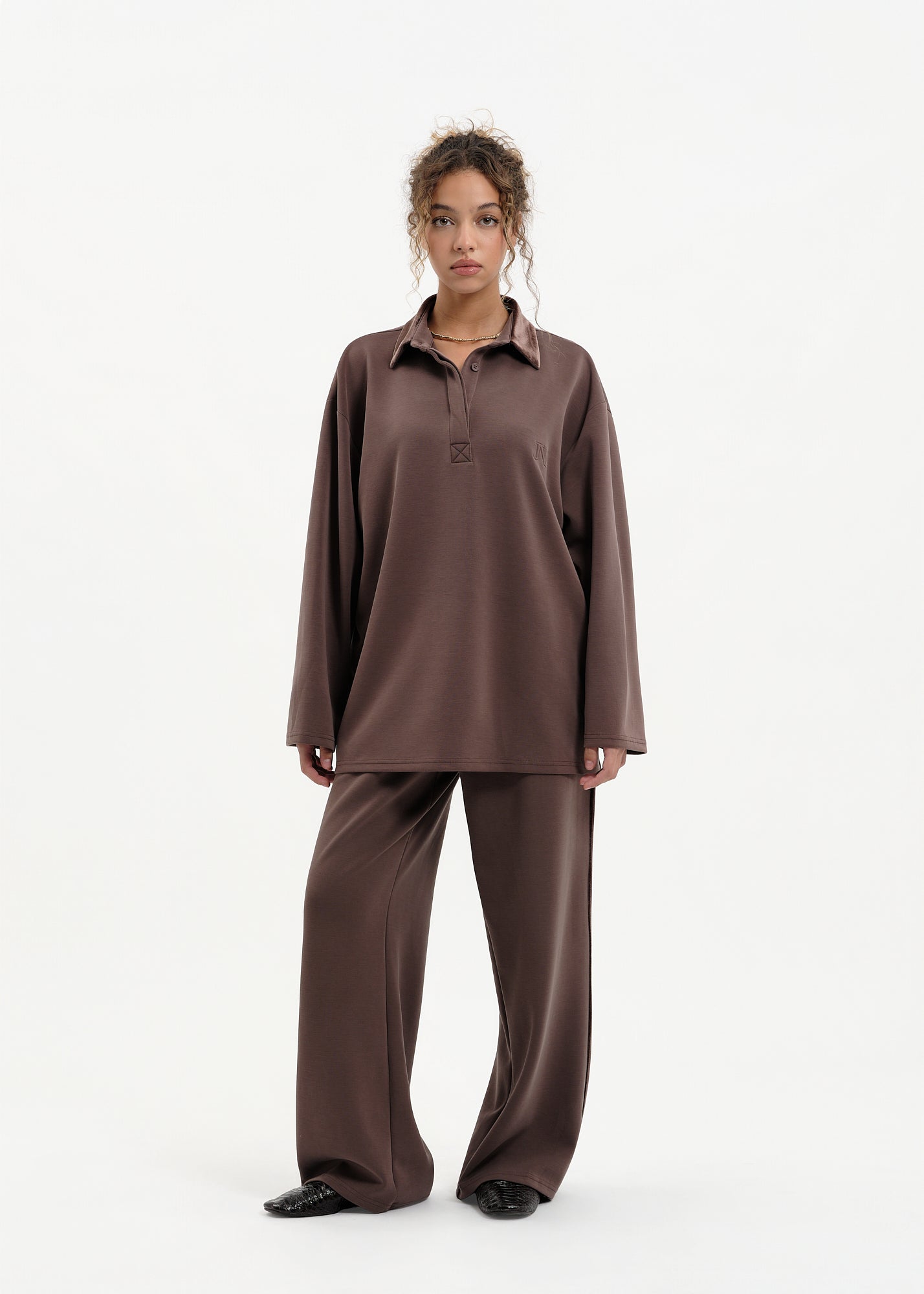 Ensemble polo velours marron