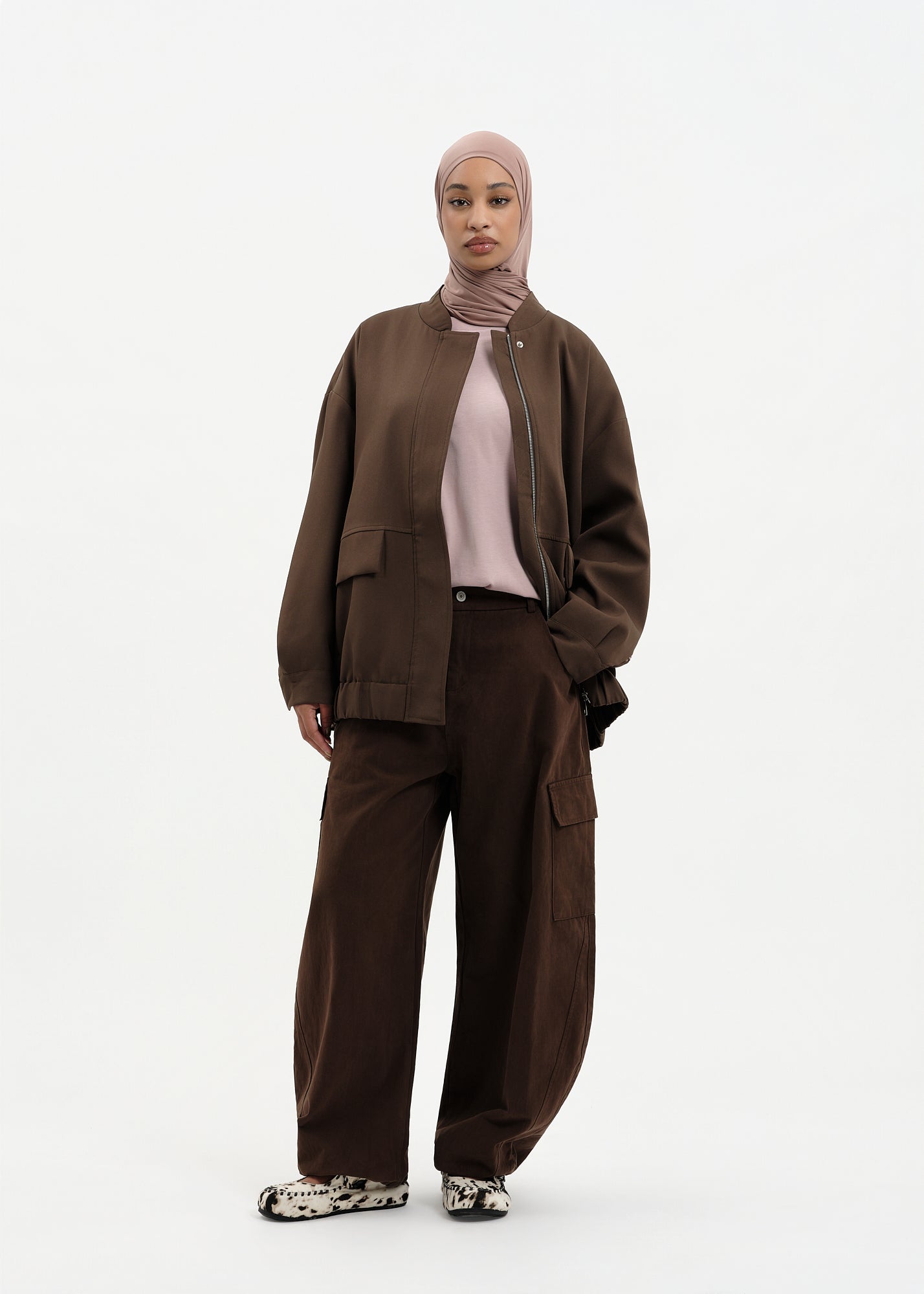 Bomber oversize marron