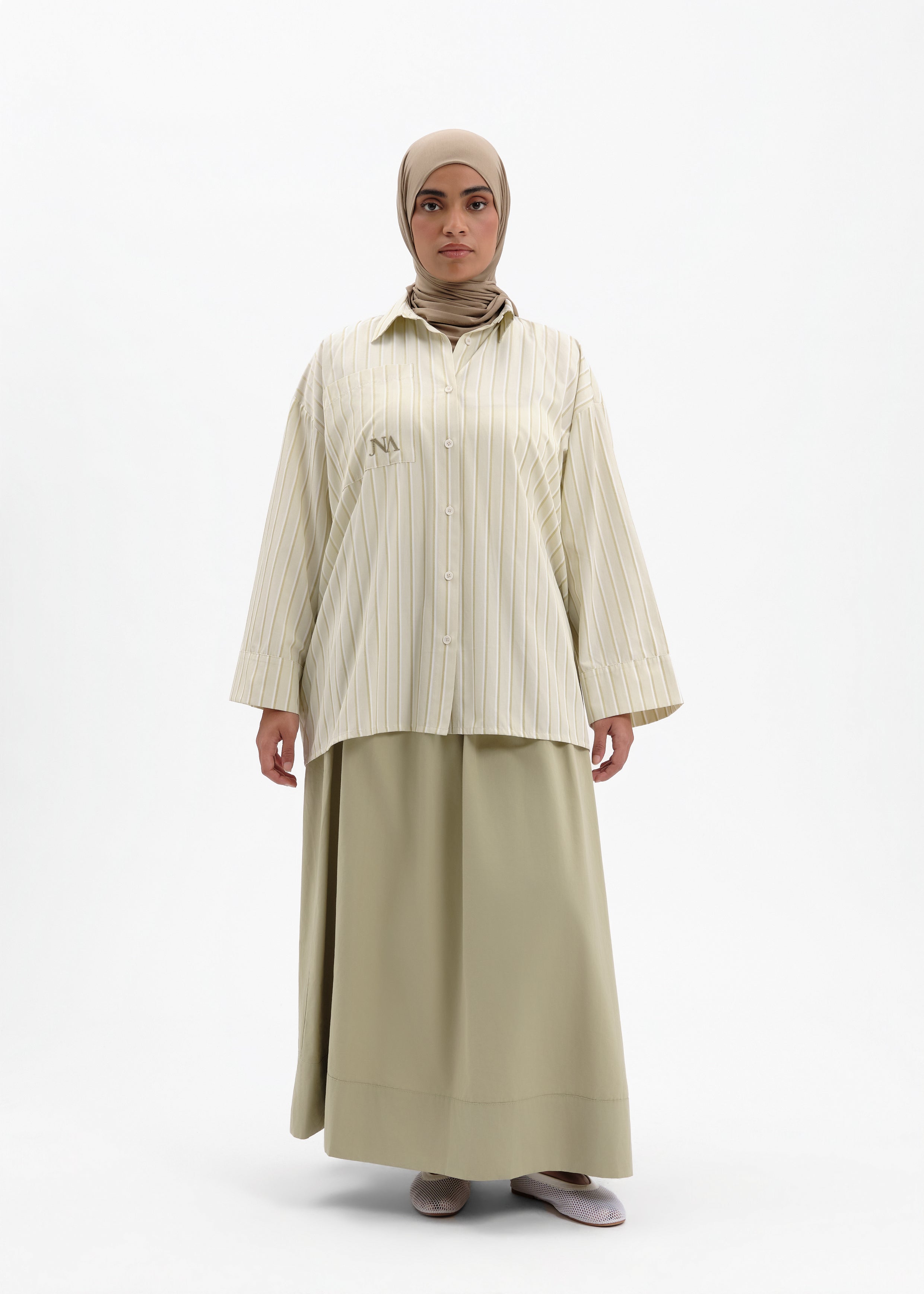 Stripped shirt olive