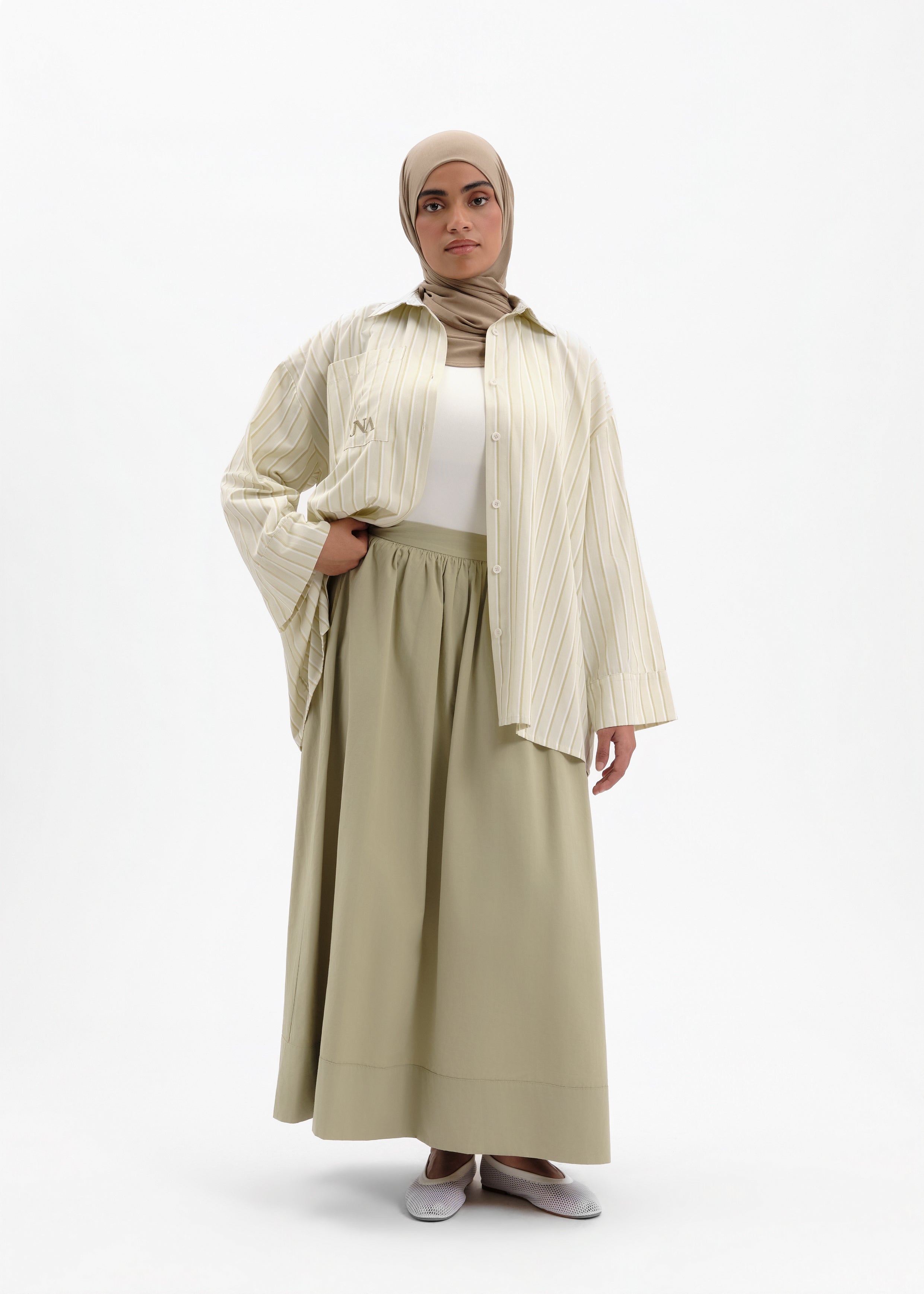 Oversized skirt summer olive