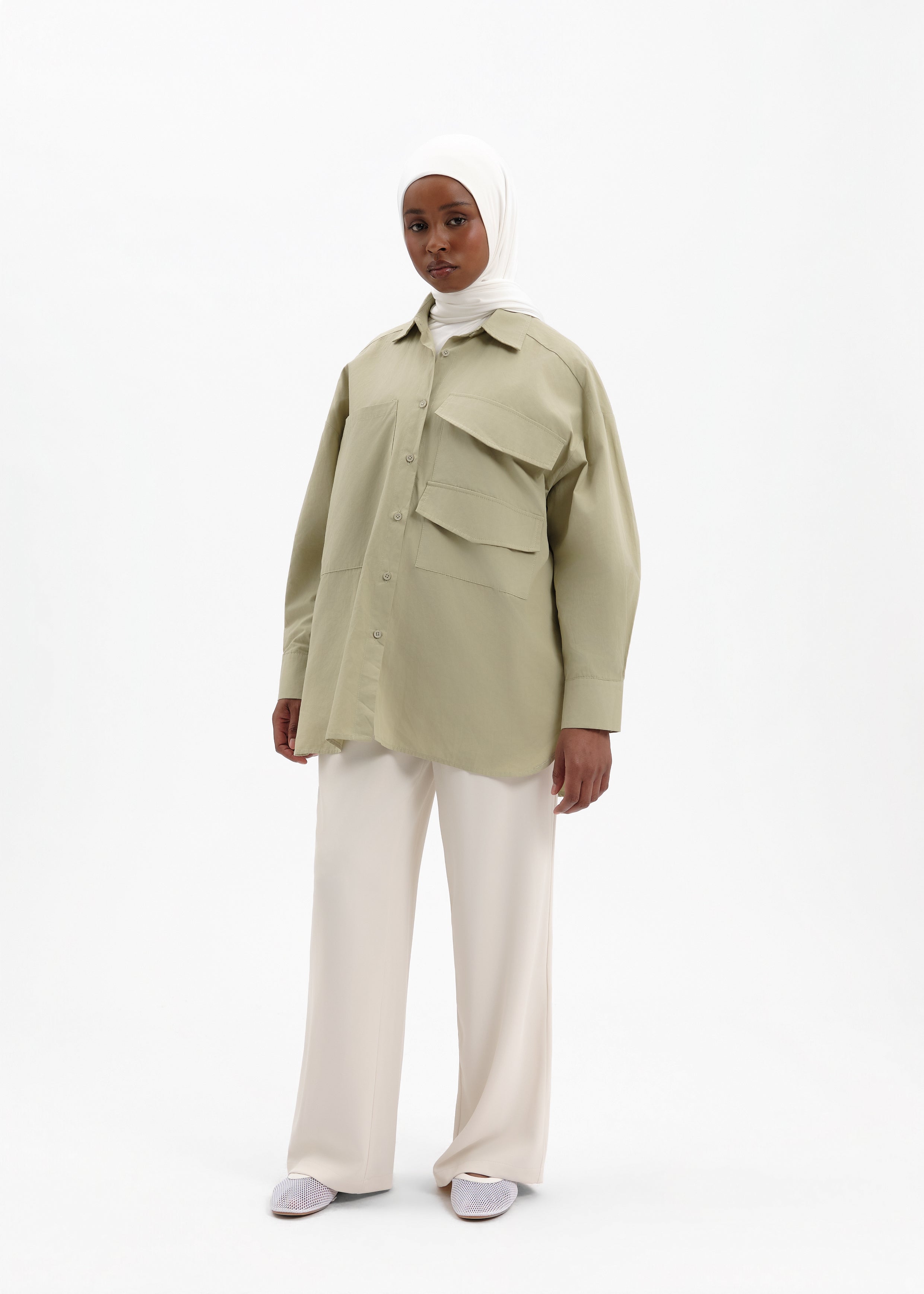 Chemise over pocket kaki
