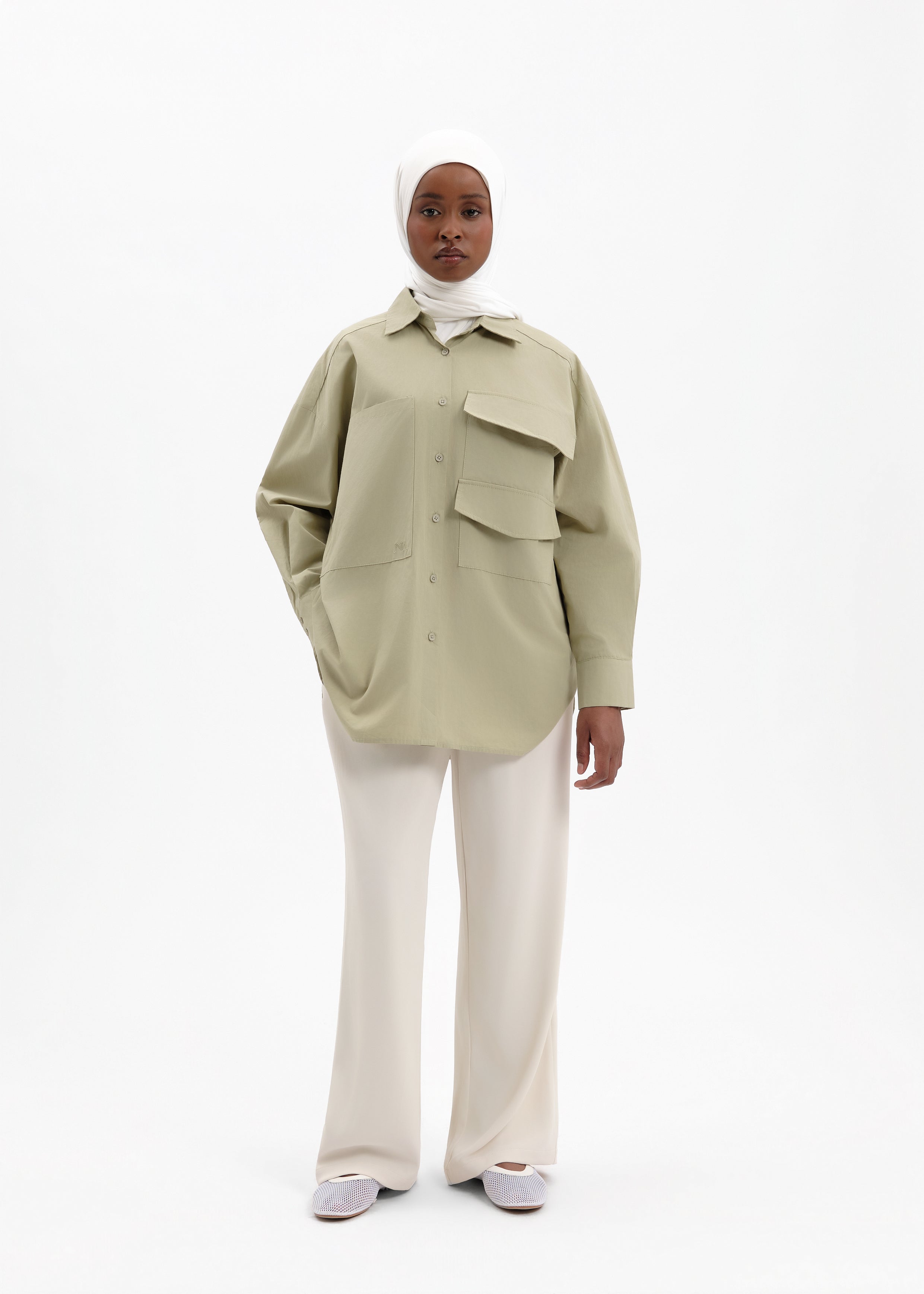 Chemise over pocket kaki