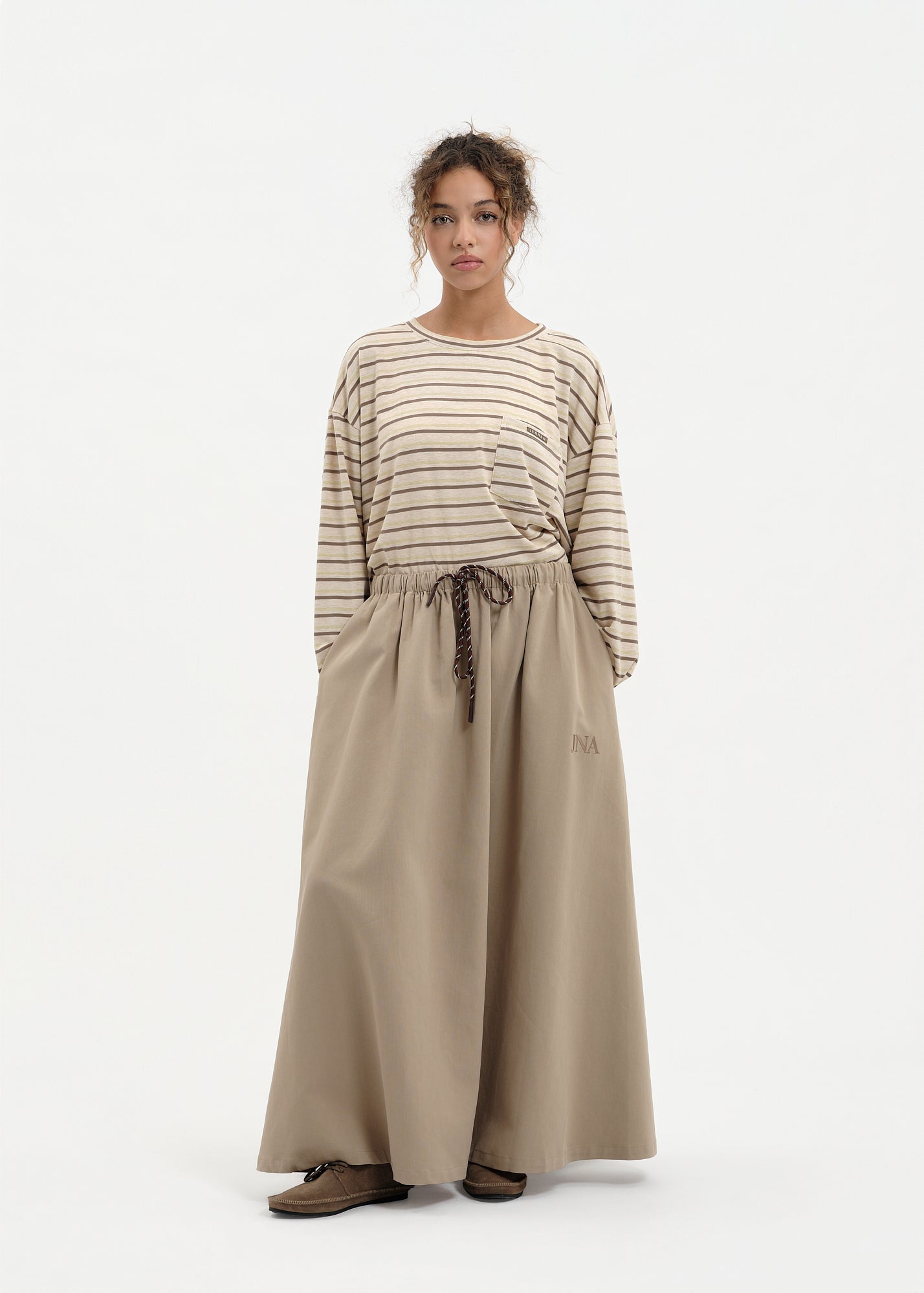 Oversized skirt coton beige