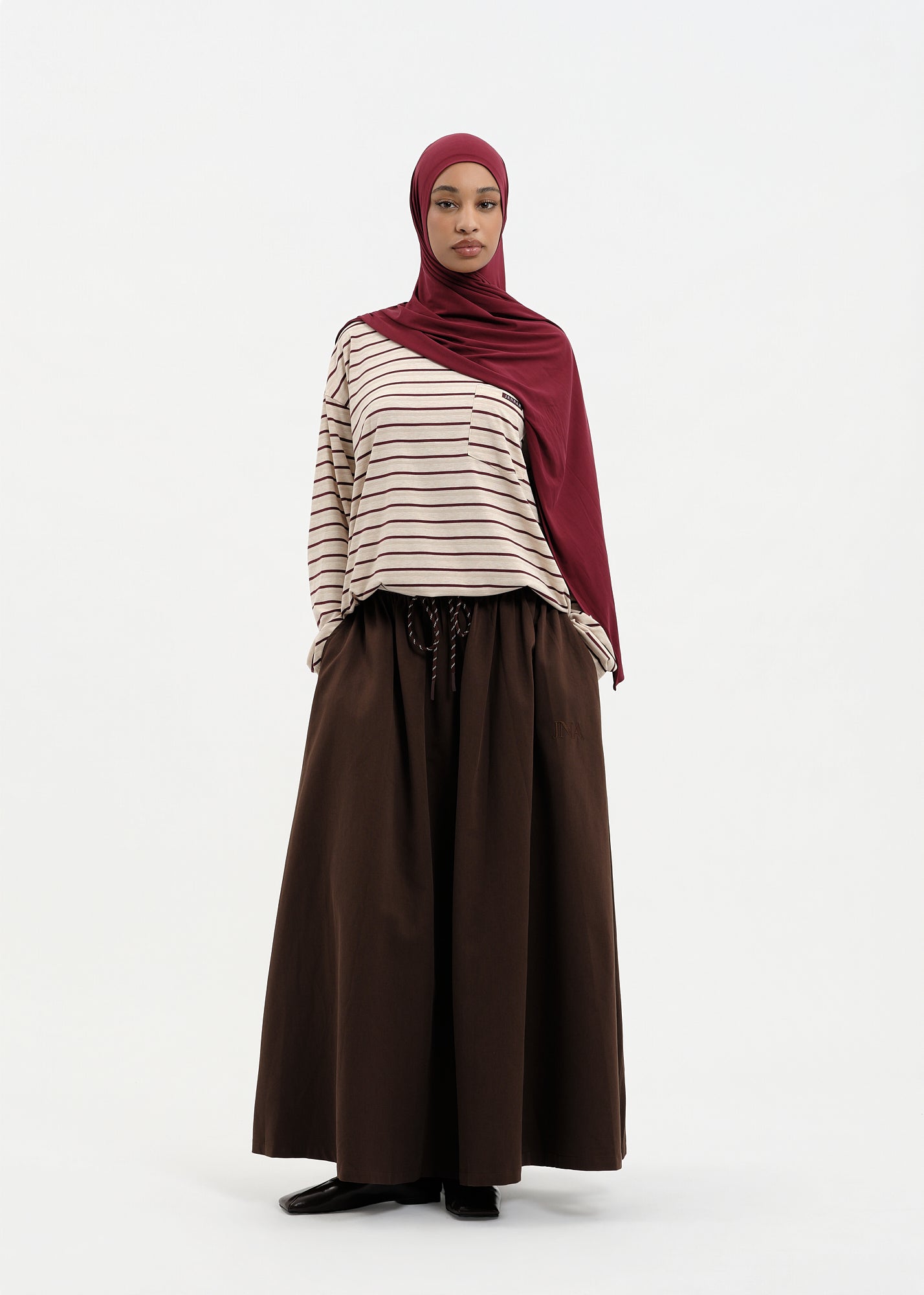 Oversized skirt coton brown