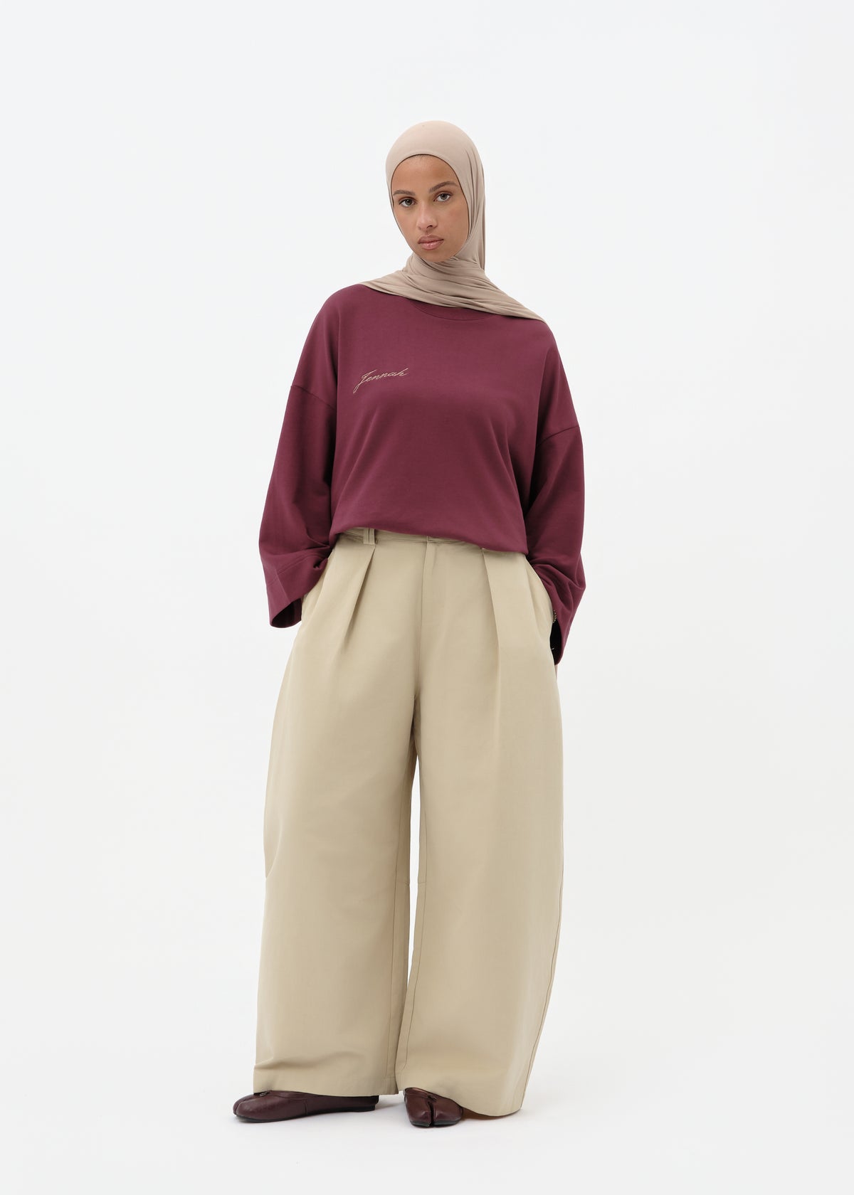 Pantalon barrel beige