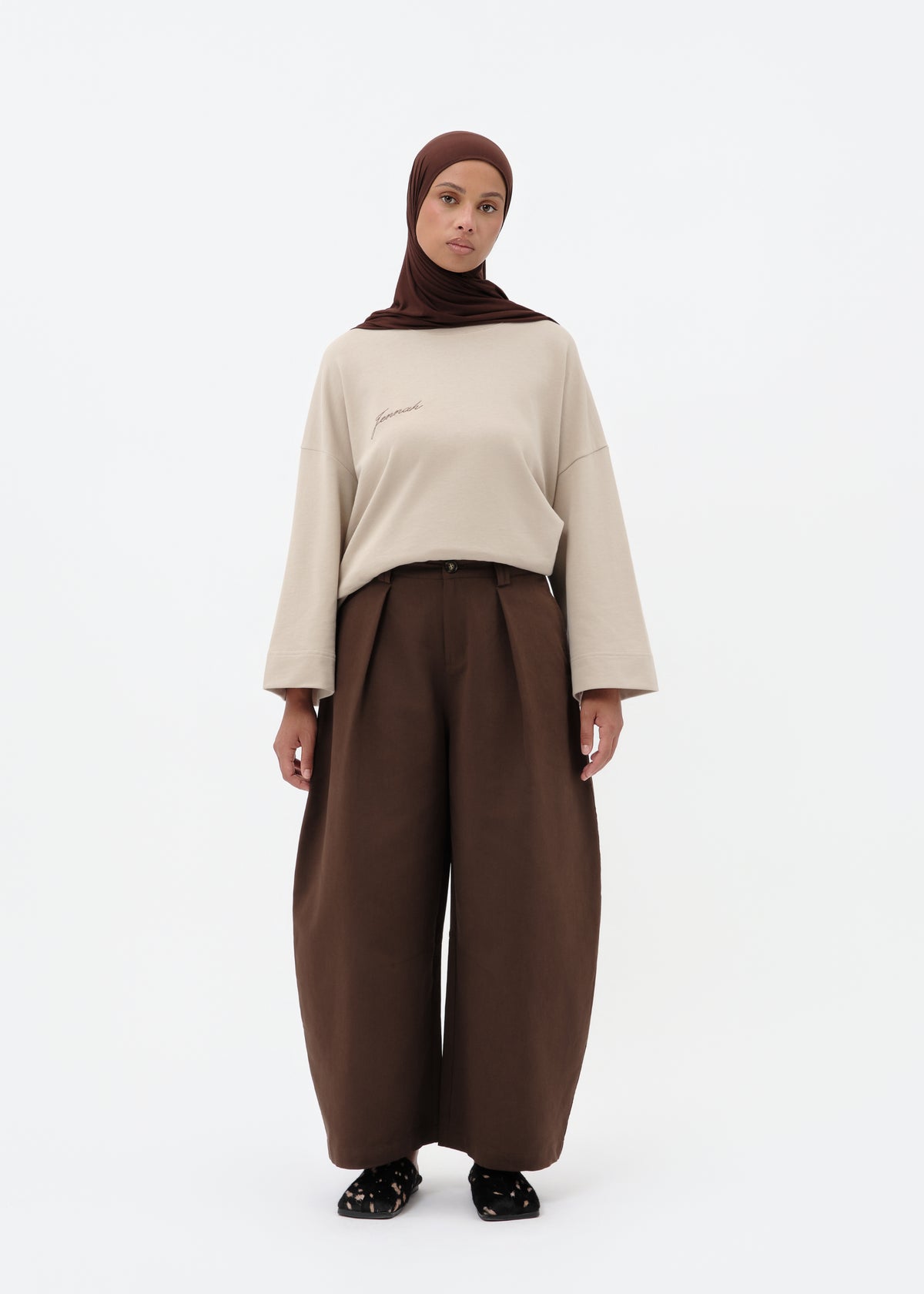 Pantalon barrel marron