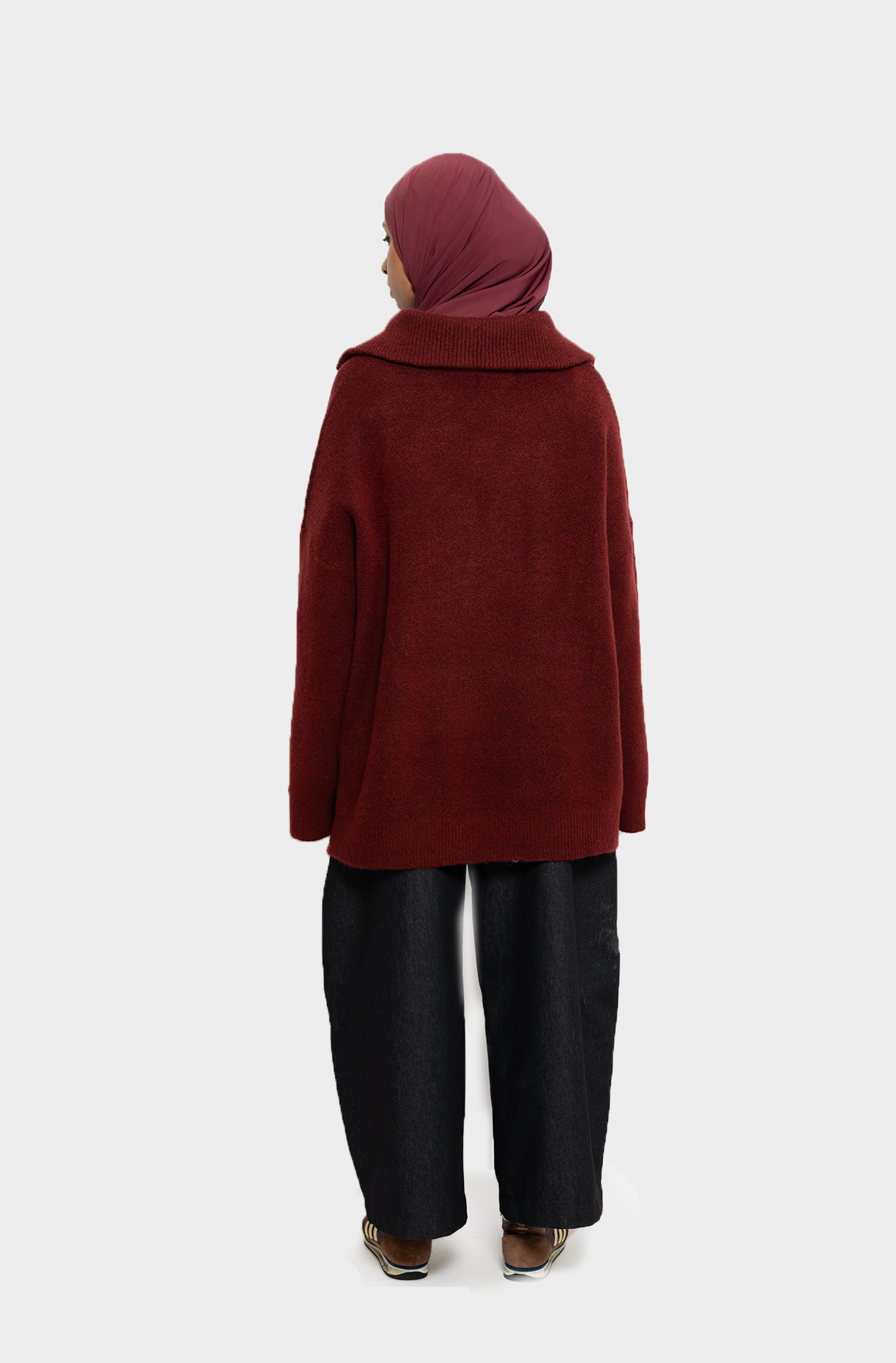 Pull col zip Bordeaux