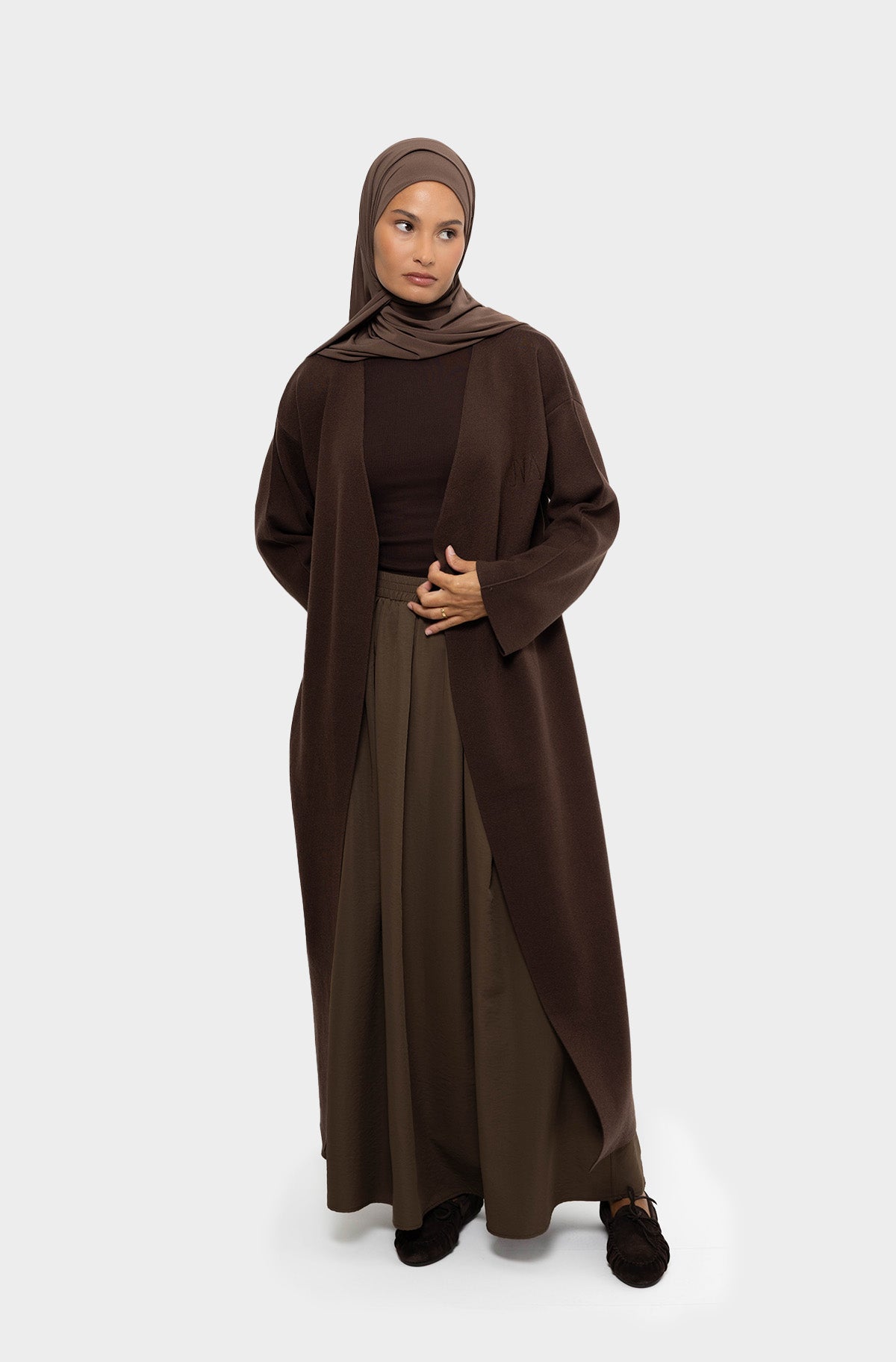Long brown cardigan