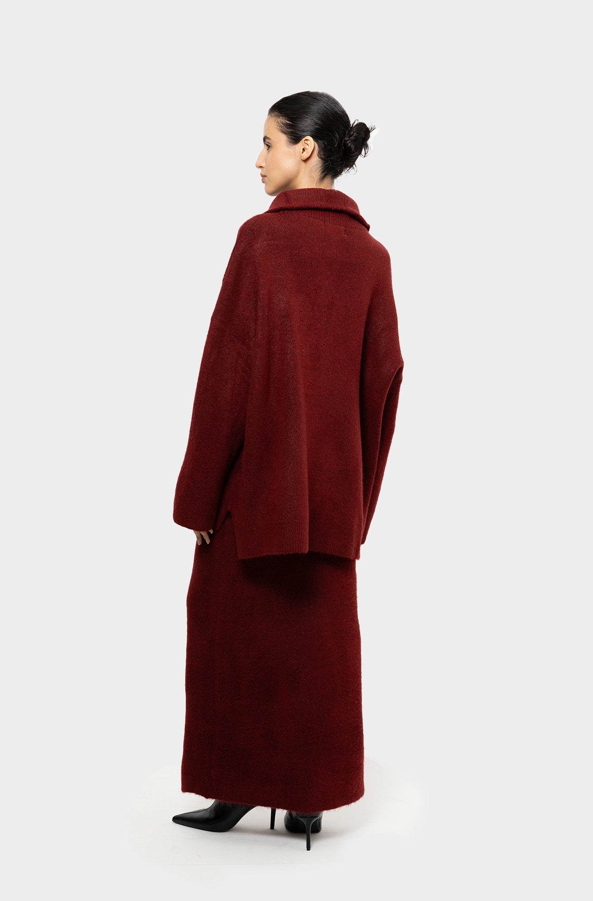 Ensemble jupe col zip bordeaux