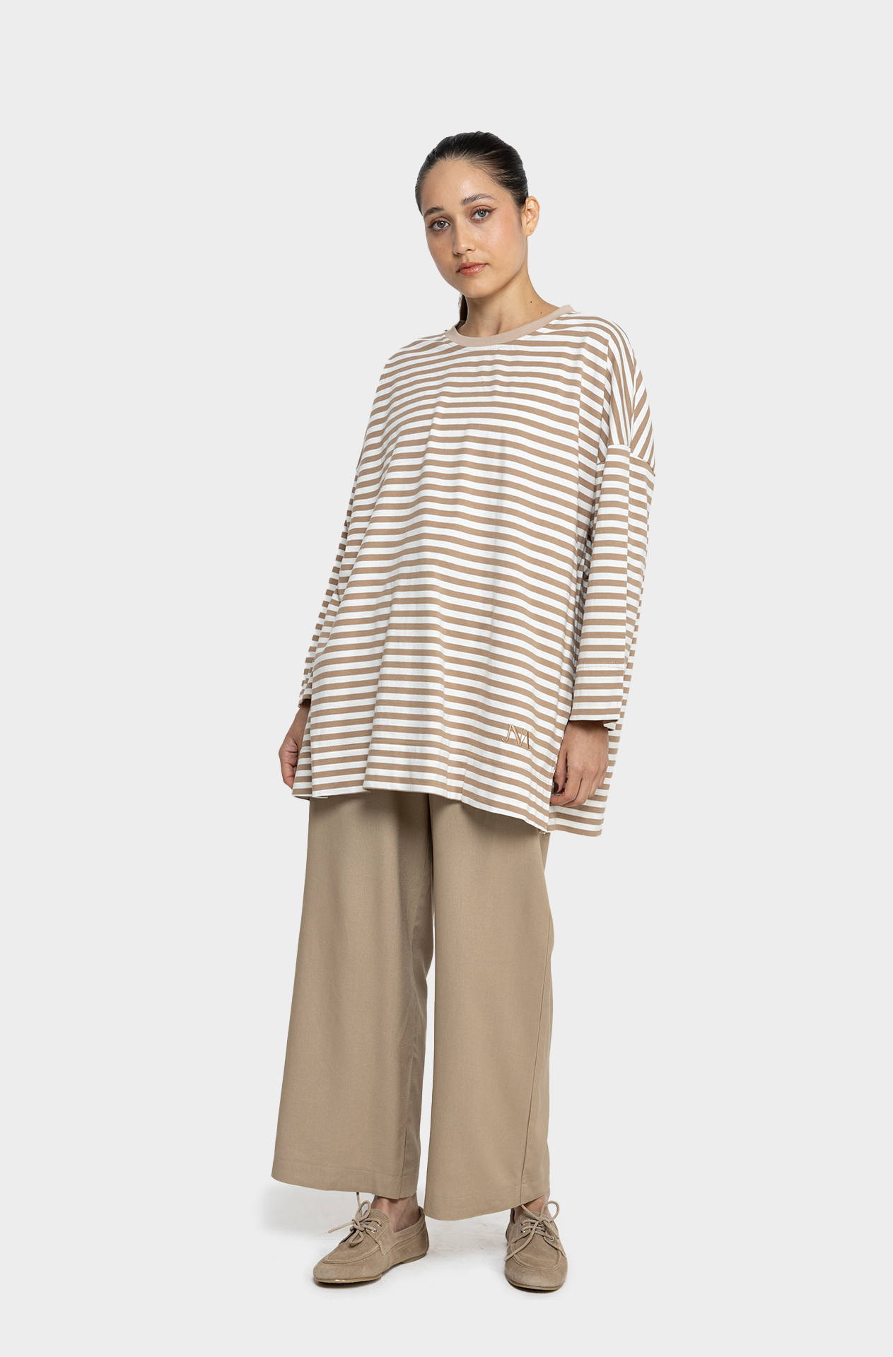 Beige/ecru striped sailor T-shirt