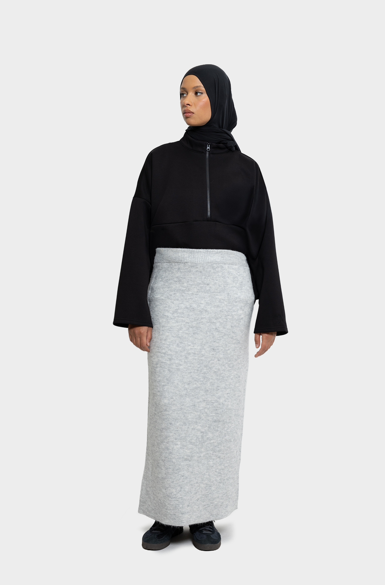 Jupe droite en laine Nuage