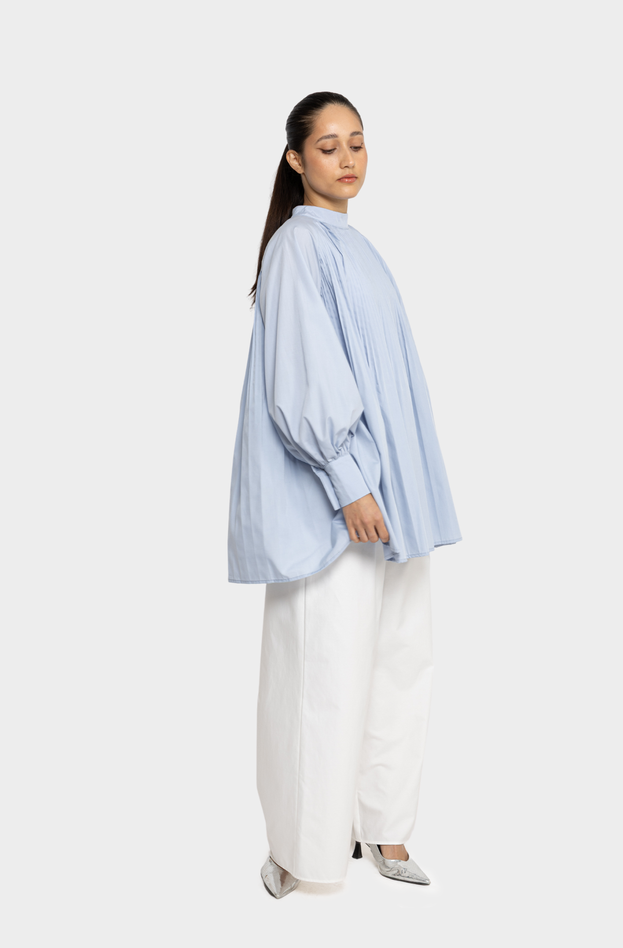 Light blue pleated shirt