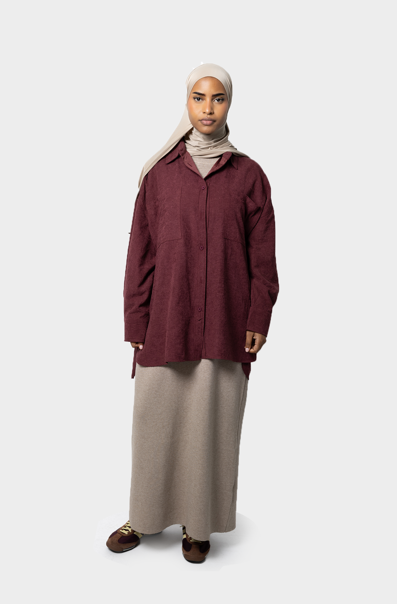 La chemise oversize burgundy