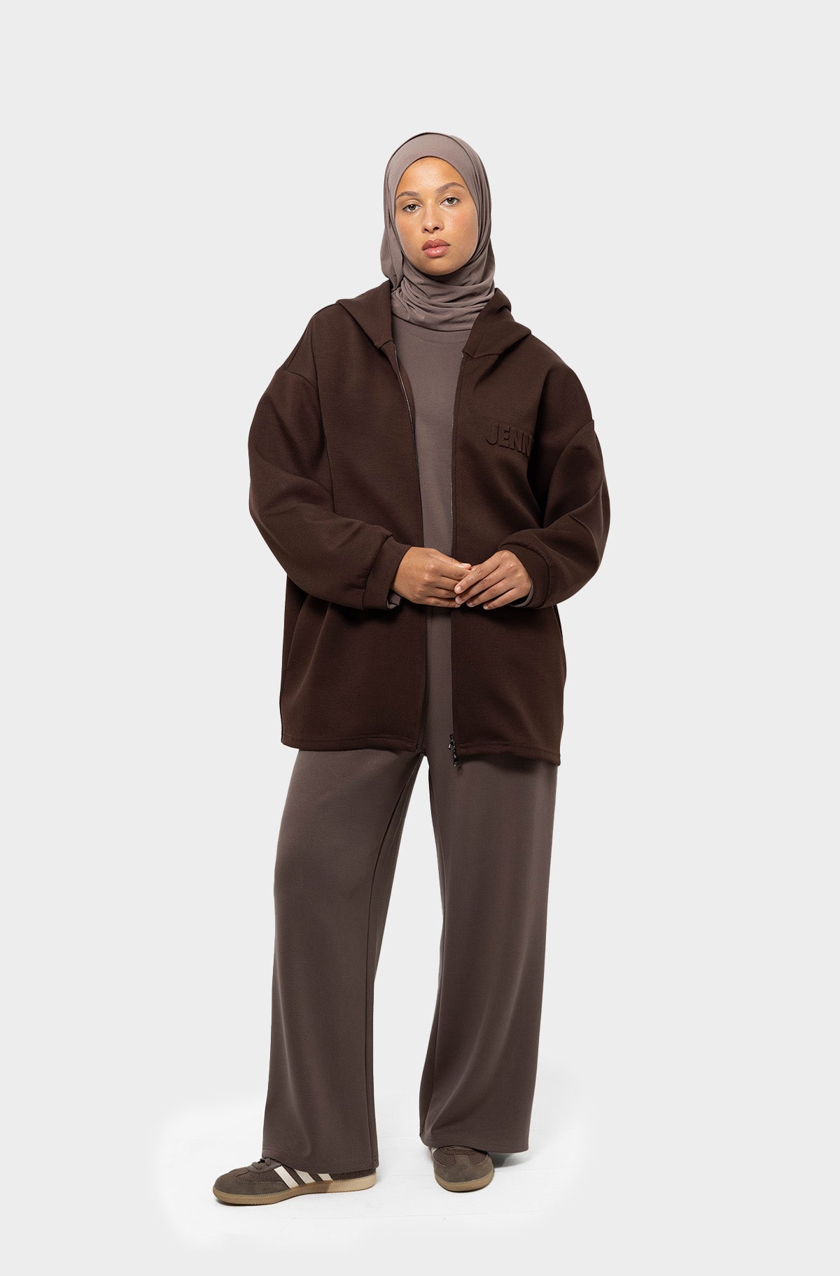 Hooded sweatshirt tencel cacao