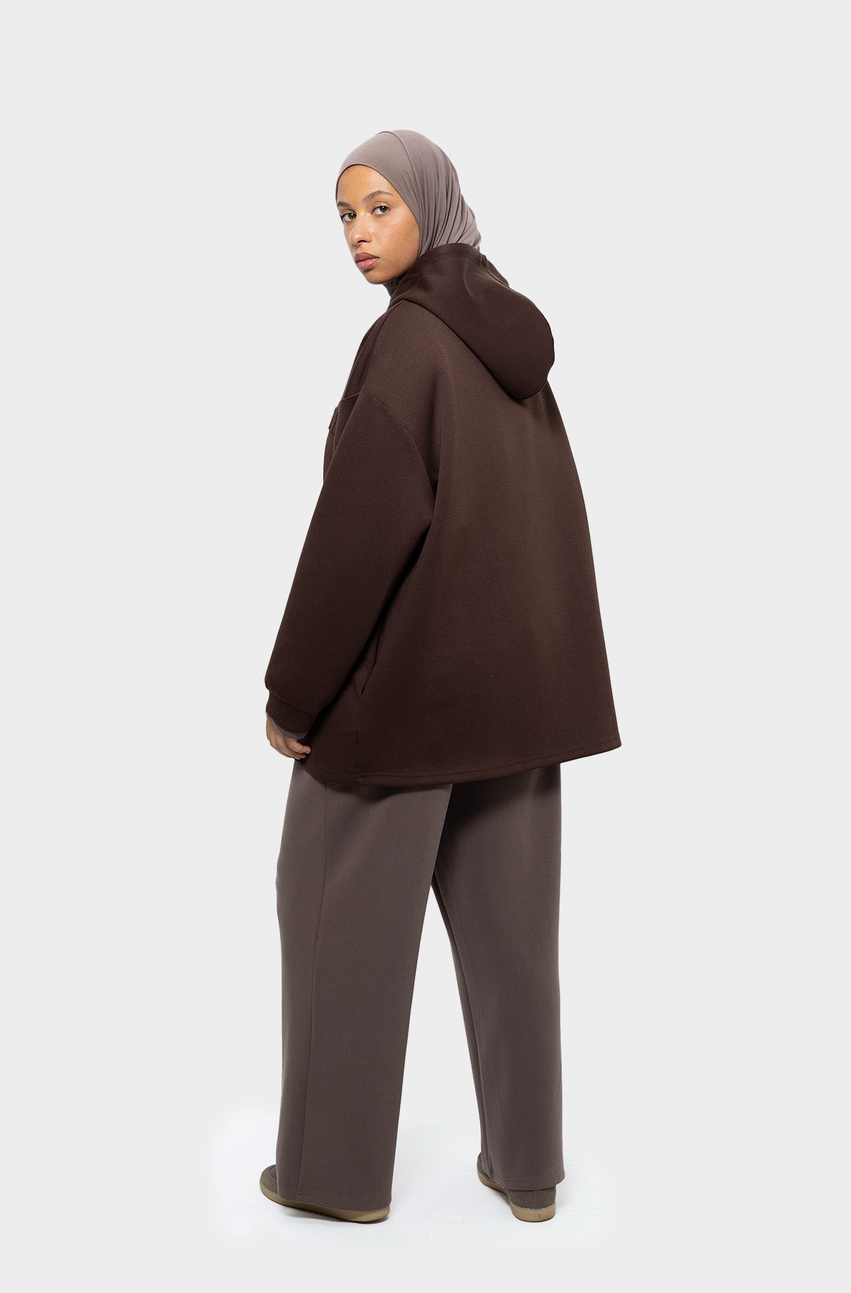Hooded sweatshirt tencel cacao