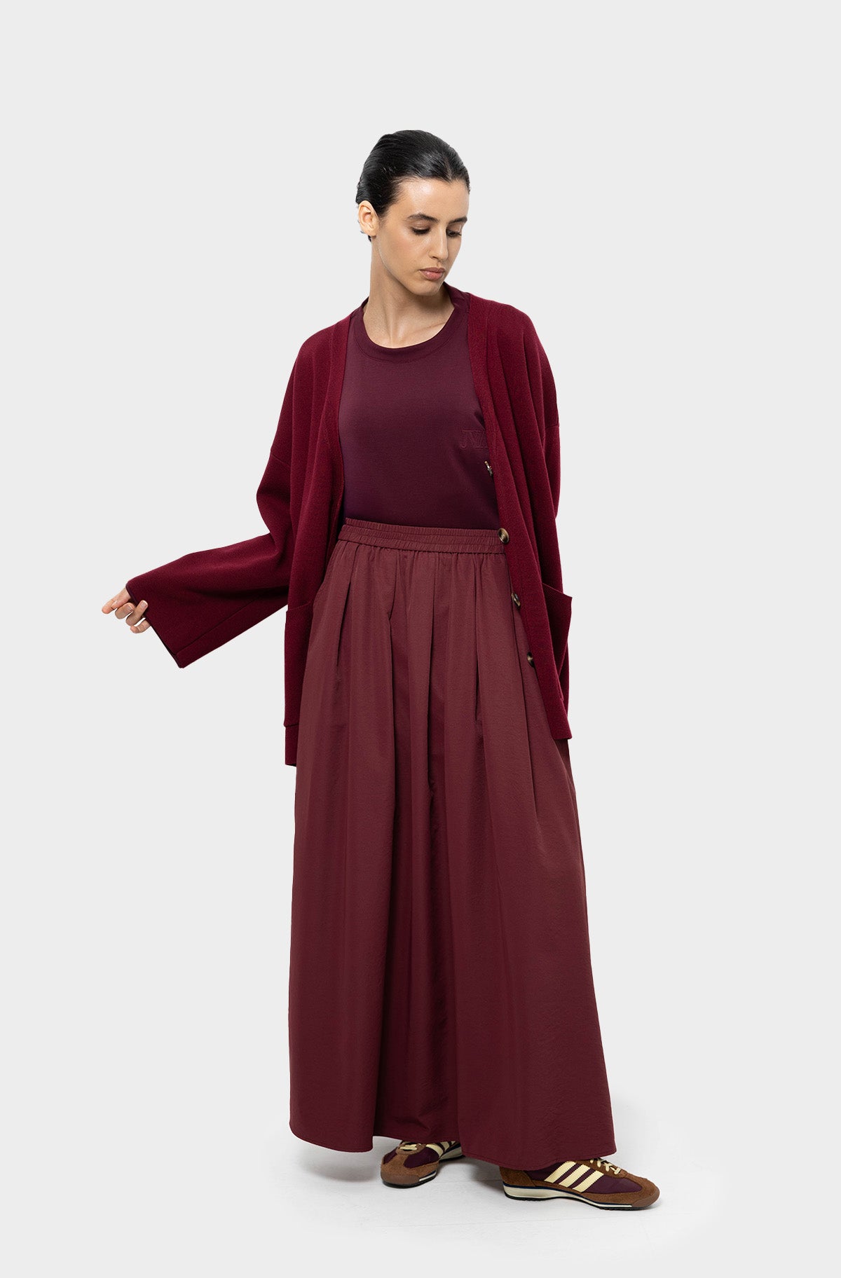 Burgundy oversize skirt
