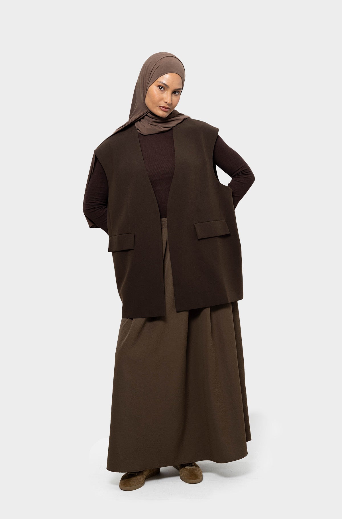 Blazer sans manches marron