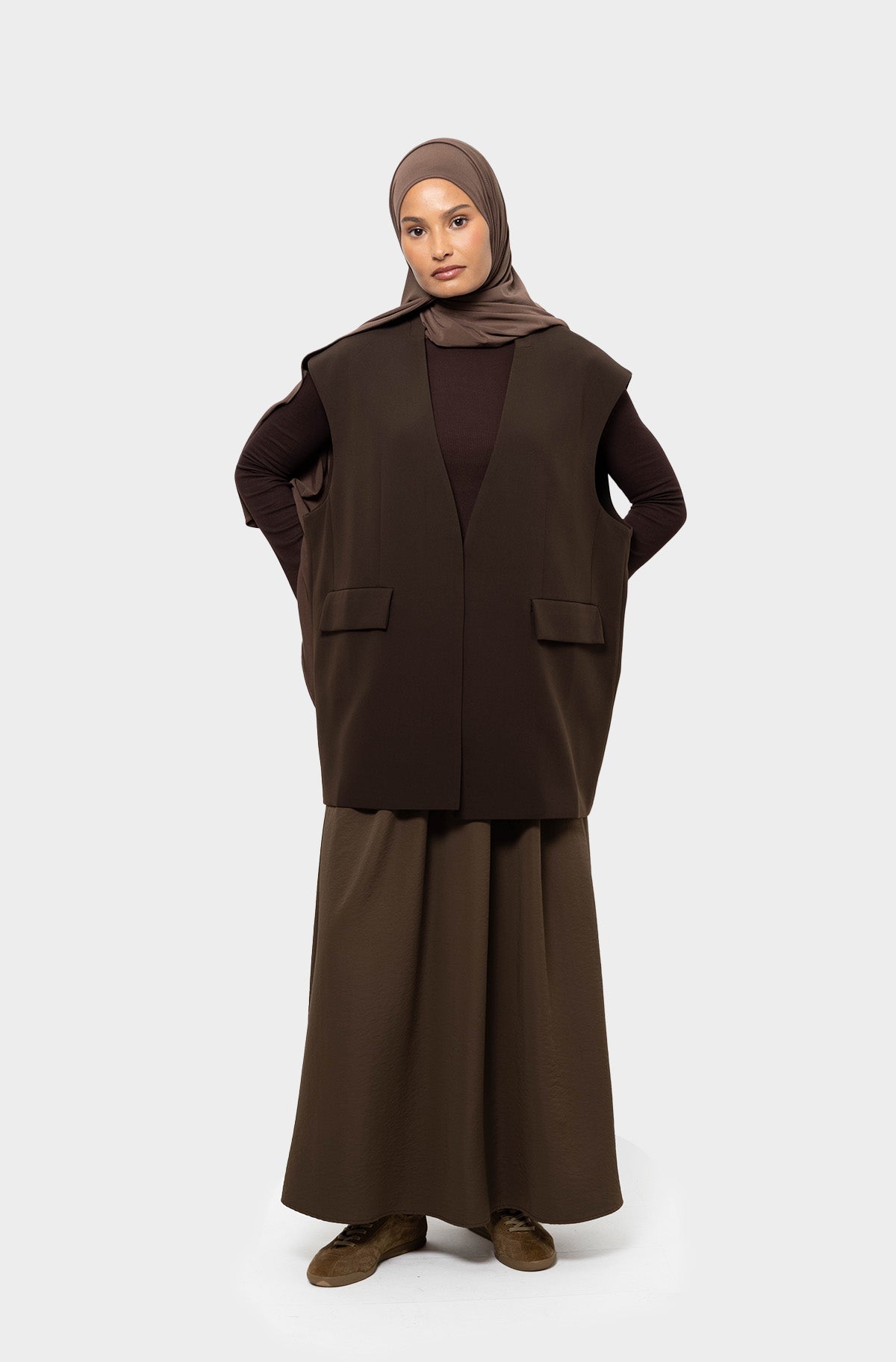 Blazer sans manches marron