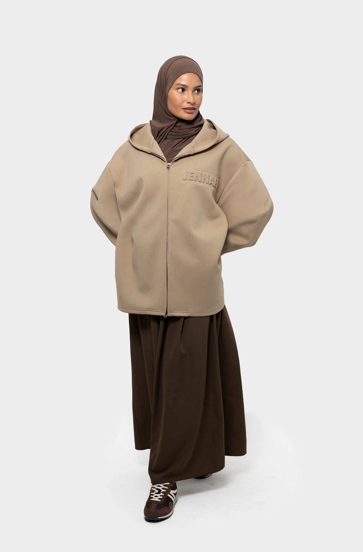 Hooded sweatshirt tencel beige