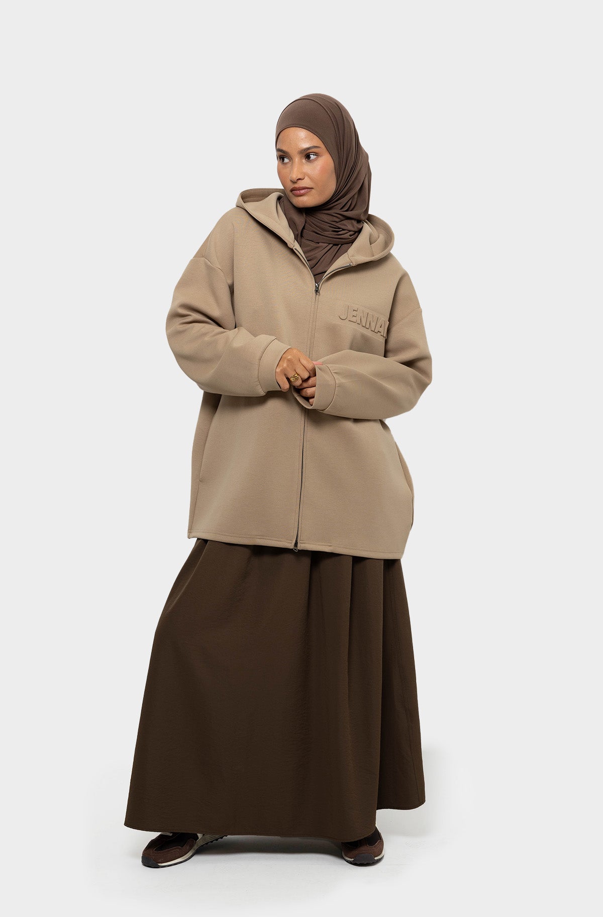 Hooded sweatshirt tencel beige