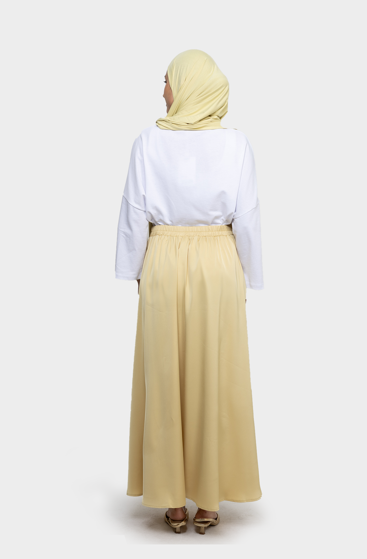 Black satin flared skirt