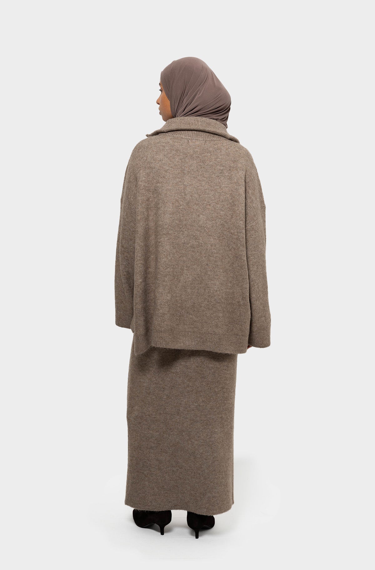 Ensemble jupe col zip taupe