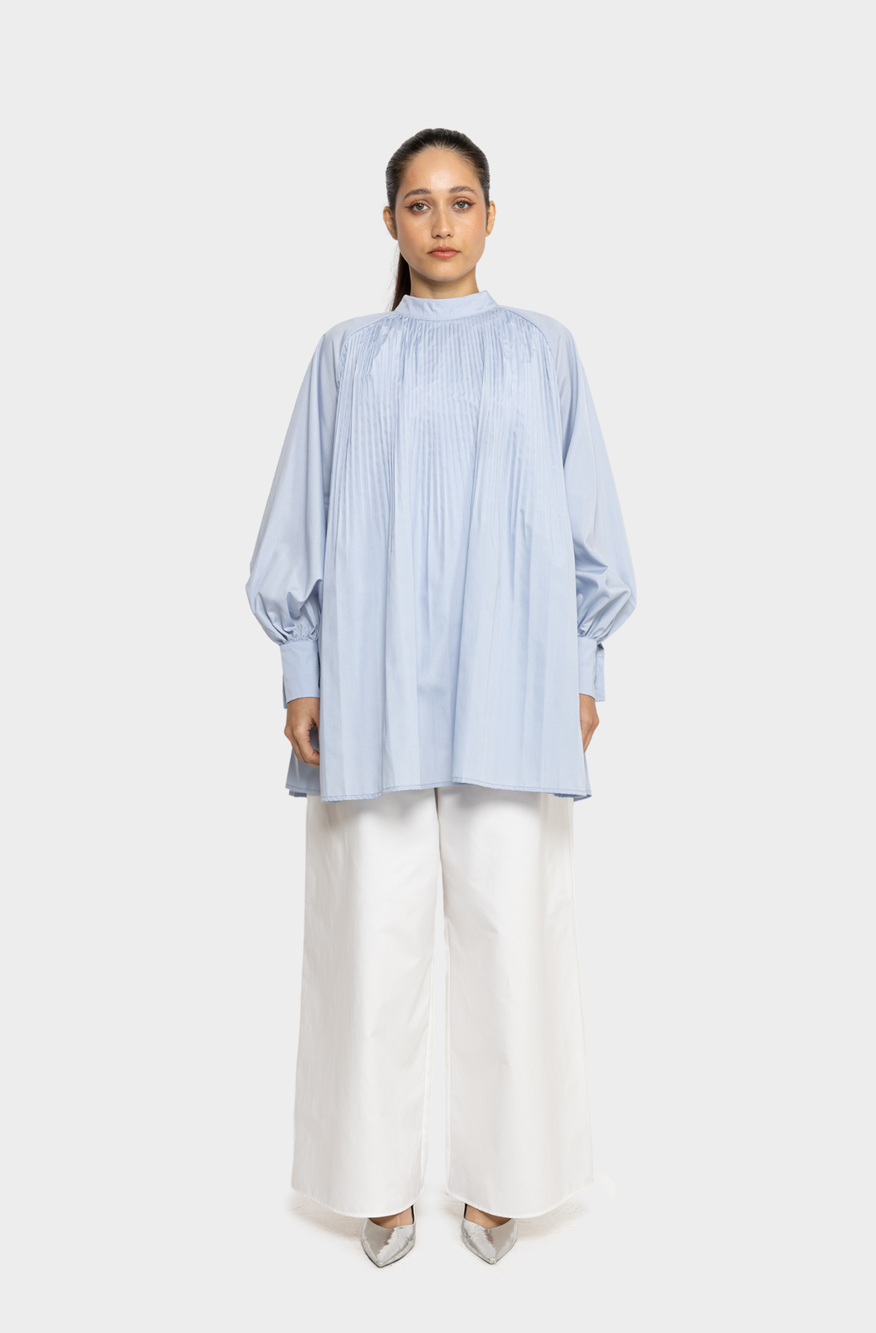 Light blue pleated shirt