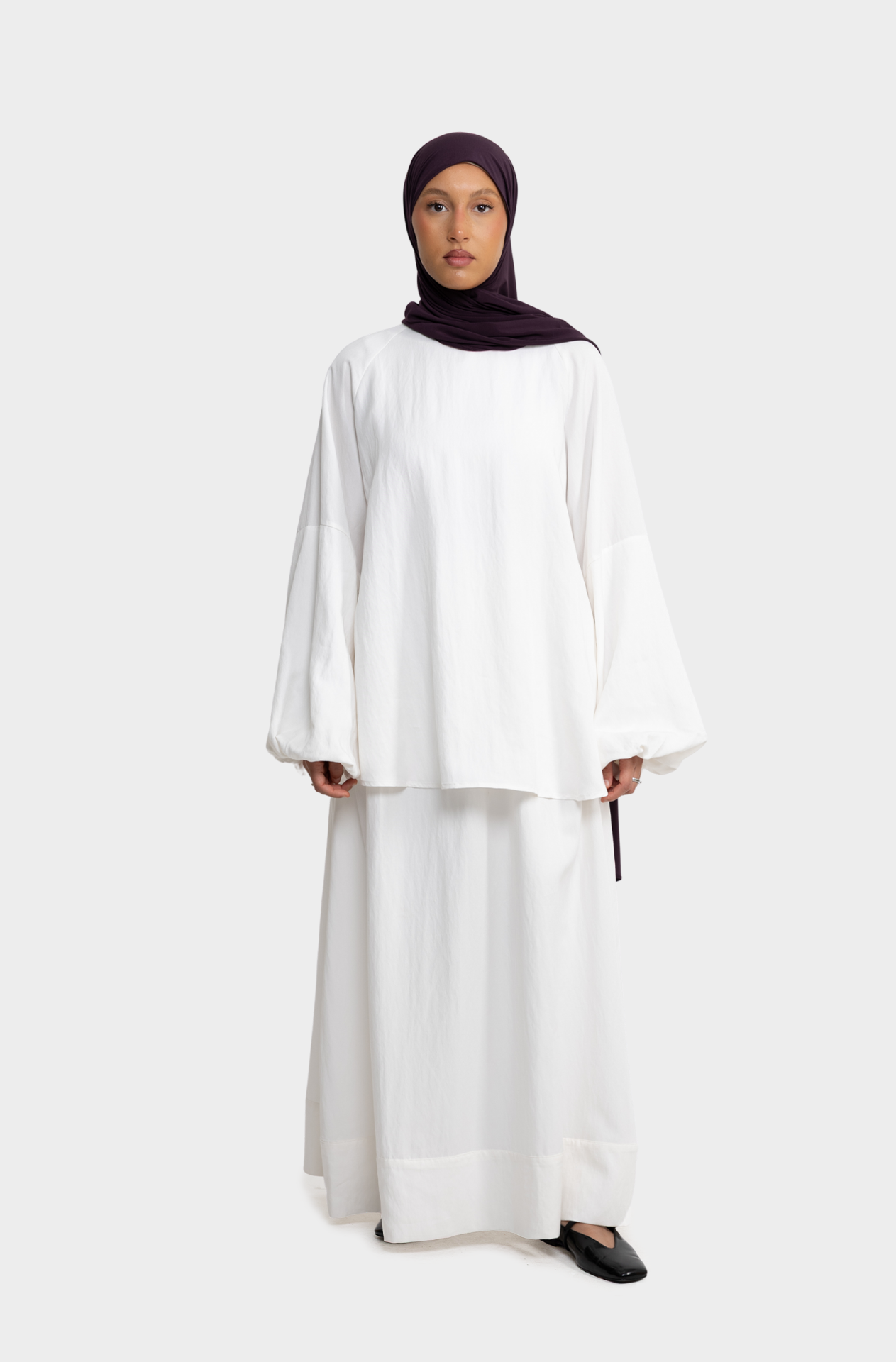 White balloon blouse