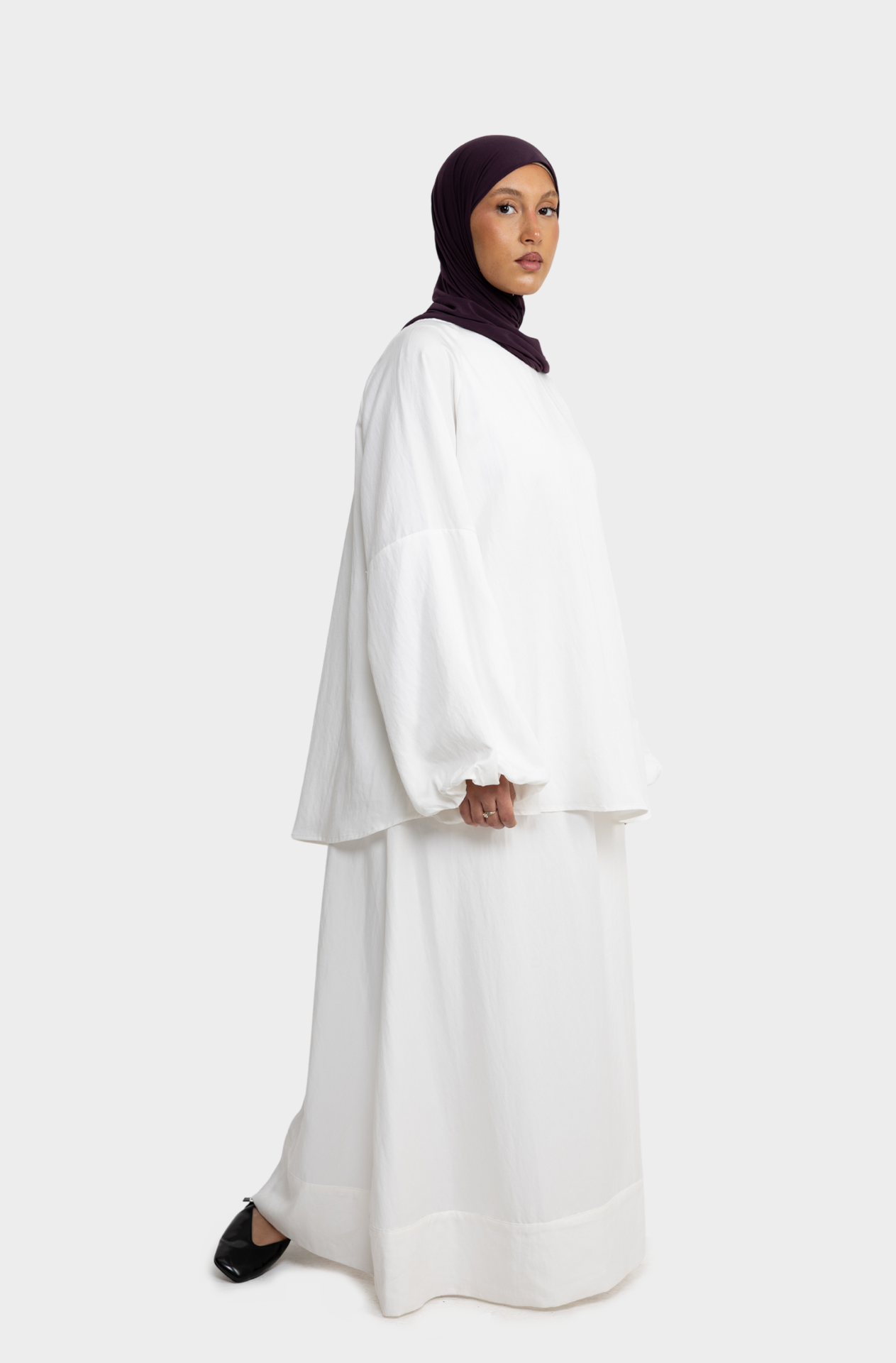 White balloon blouse